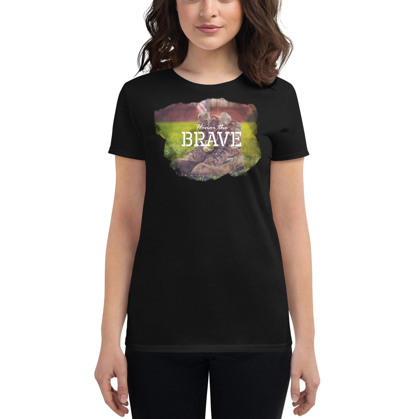 Honor the Brave IV Women’s Motivational Black T-Shirt