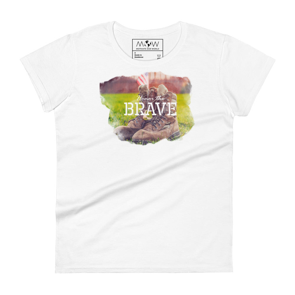 Honor the Brave IV Women’s Motivational White T-Shirt