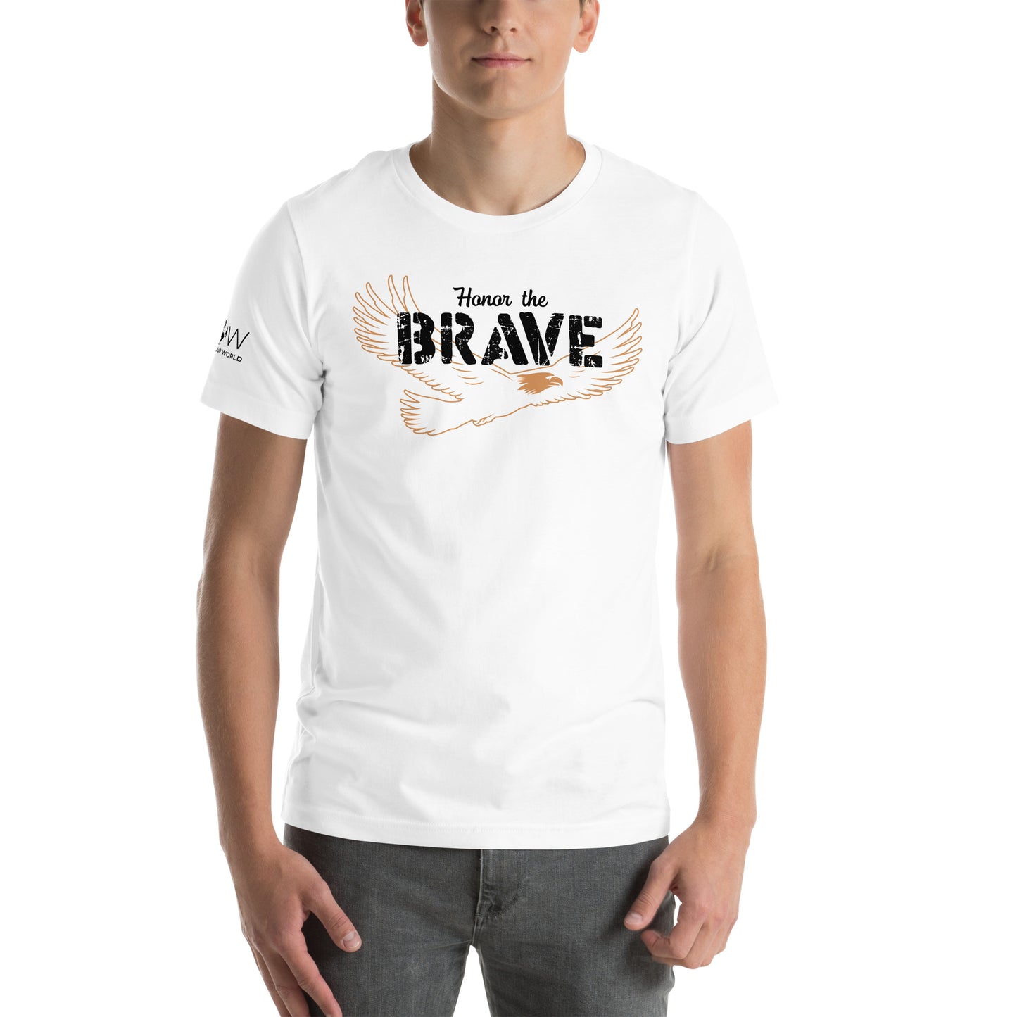 Honor the Brave Men's Motivational White  T-Shirt