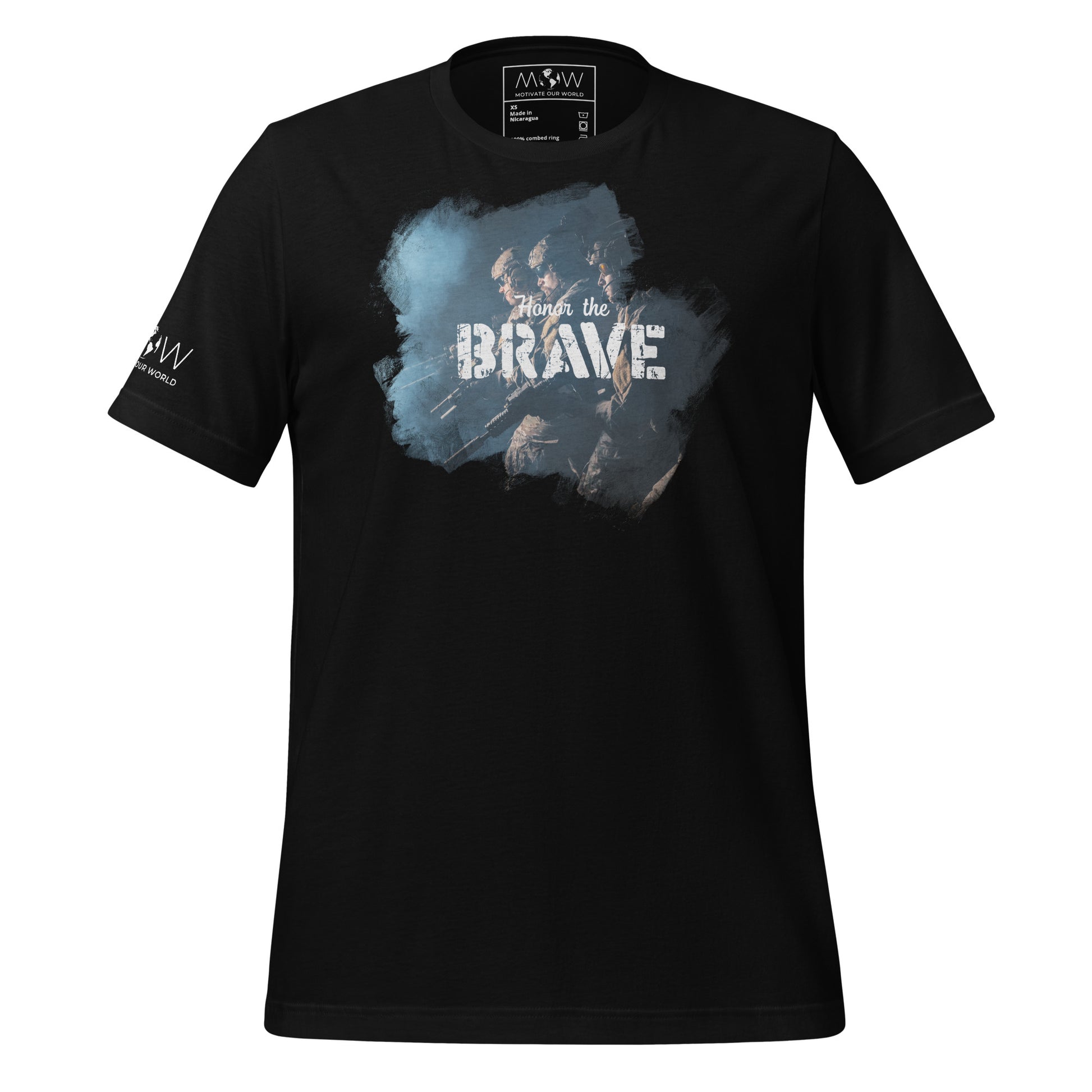 Honor the Brave V Men's Motivational Black T-Shirt