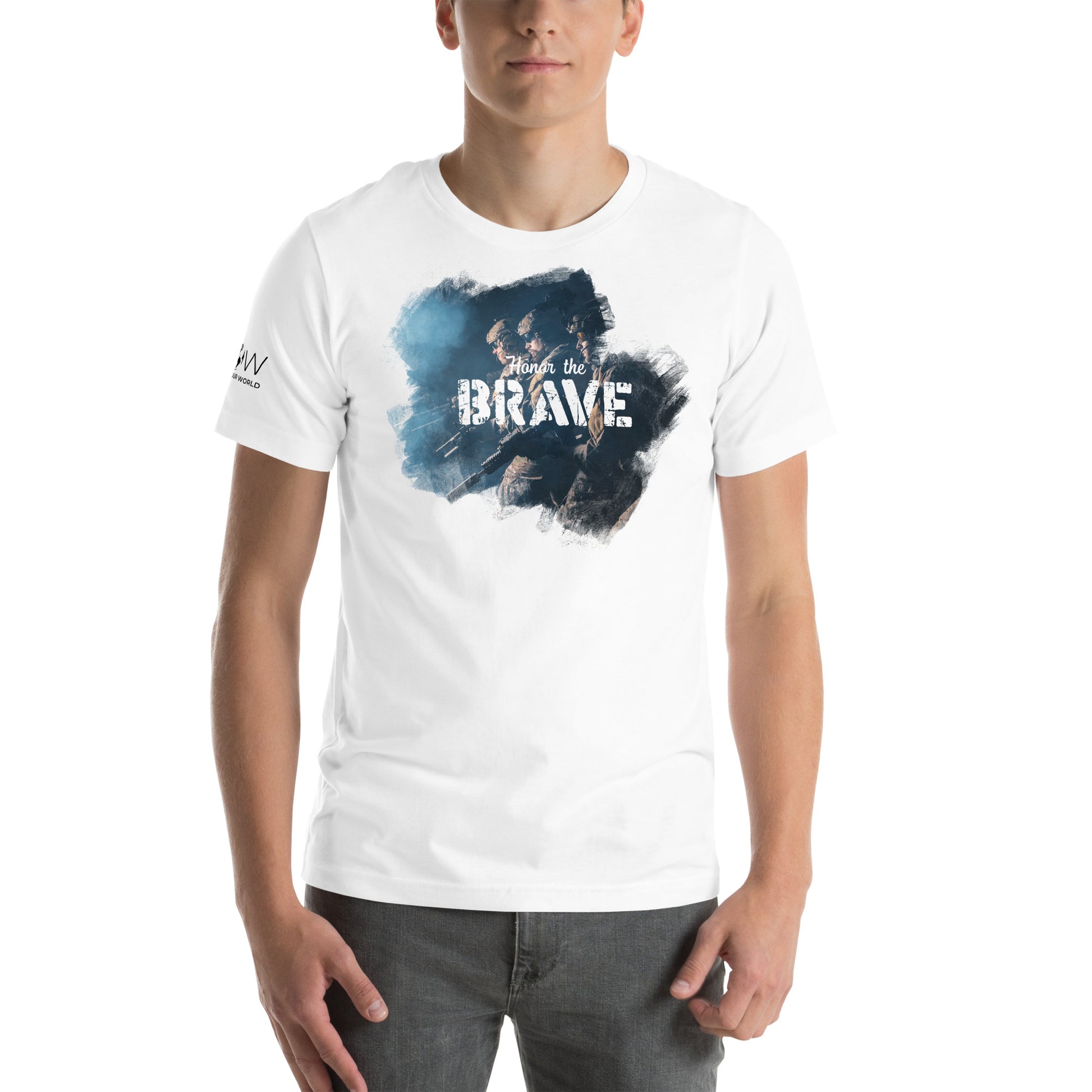 Honor the Brave V Men's Motivational White T-Shirt