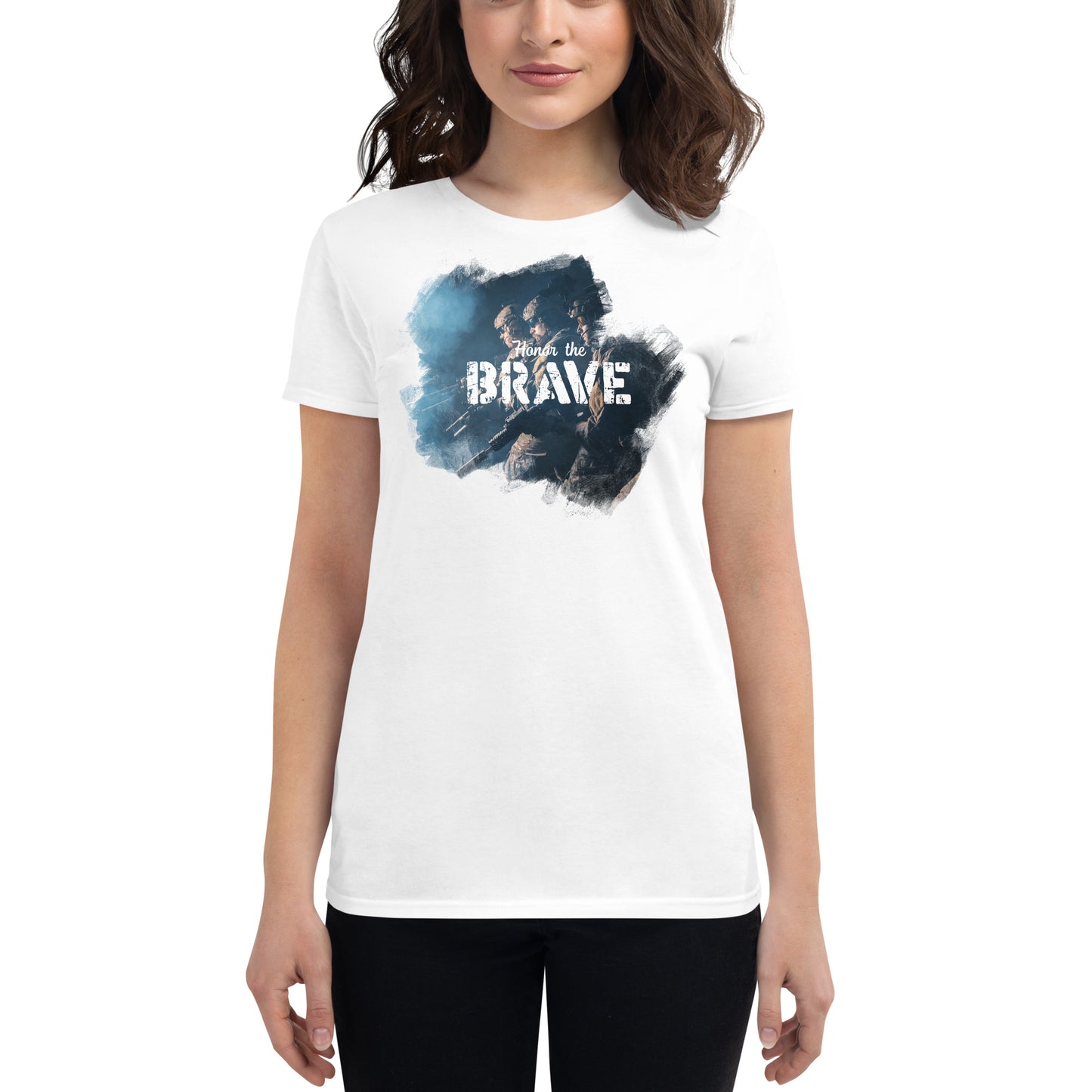 Honor the Brave V Women’s Motivational White T-Shirt
