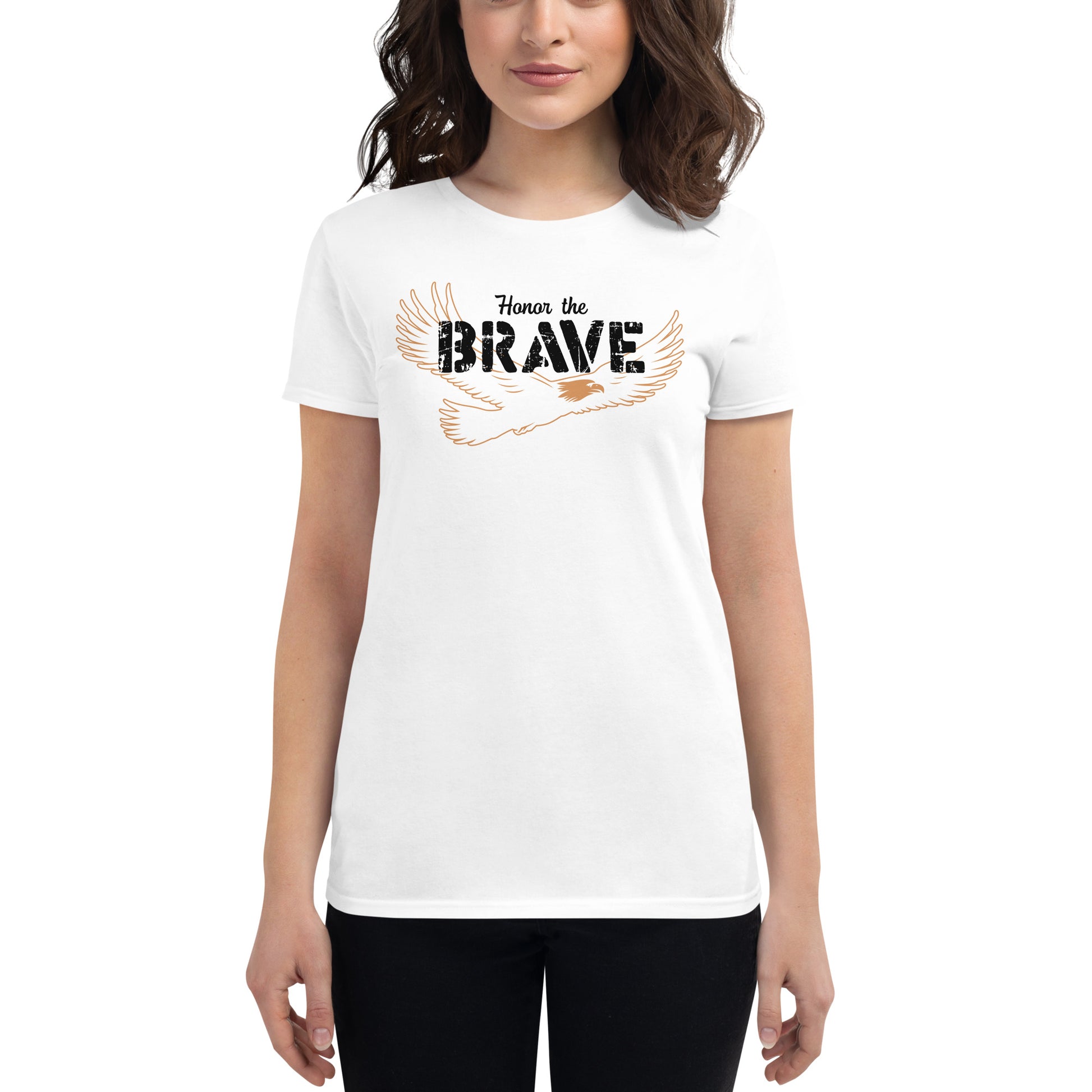 Honor the Brave Women’s Motivational White  T-Shirt