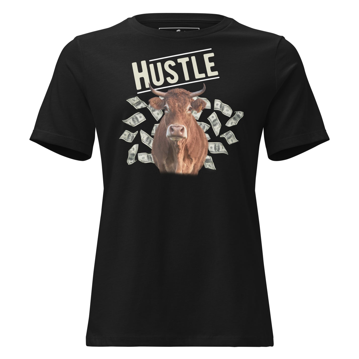 Hustle Bull Black Motivational Women’s T-Shirt