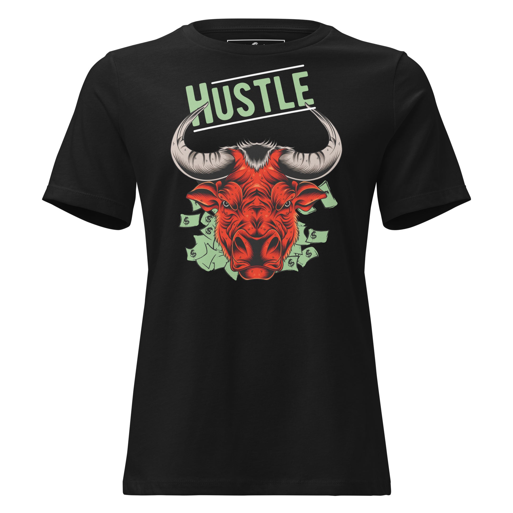 Hustle Bull II Black Motivational Women’s T-Shirt
