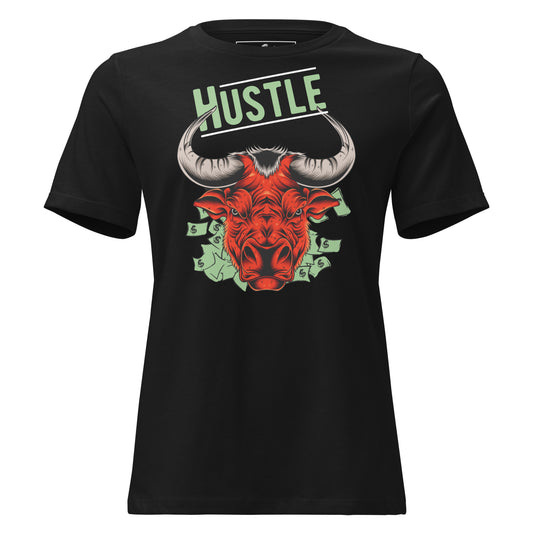Hustle Bull II Black Motivational Women’s T-Shirt
