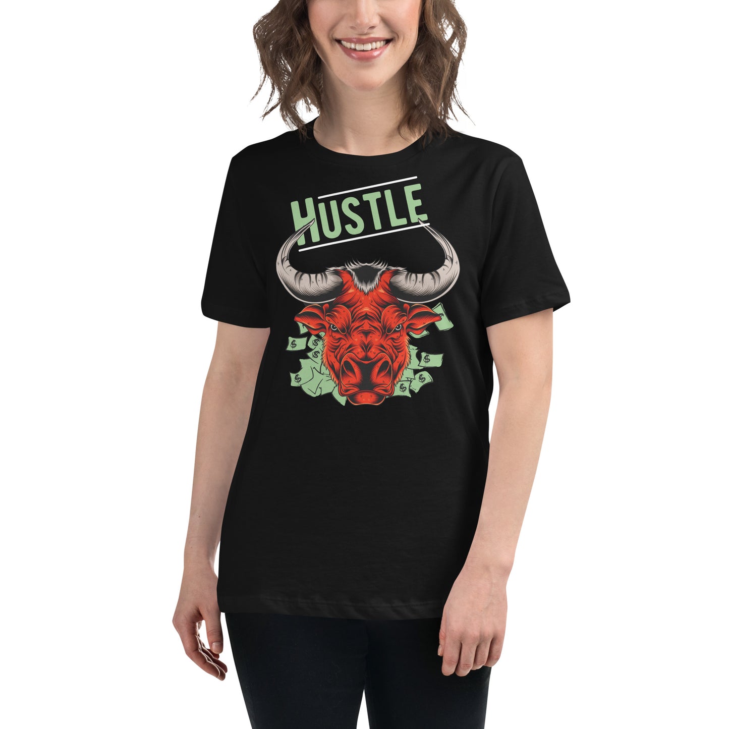 Hustle Bull II Black Motivational Women’s T-Shirt Lifestyle
