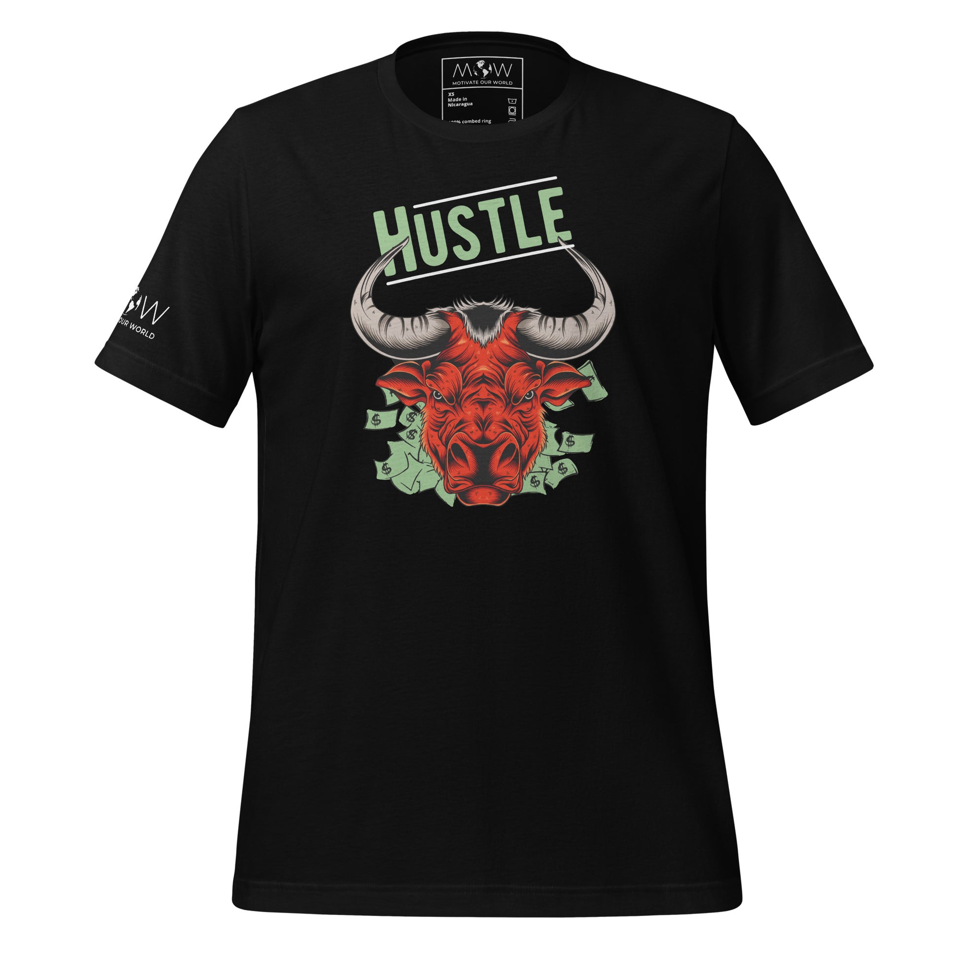 Hustle Bull II Men's Motivational Black T-Shirt
