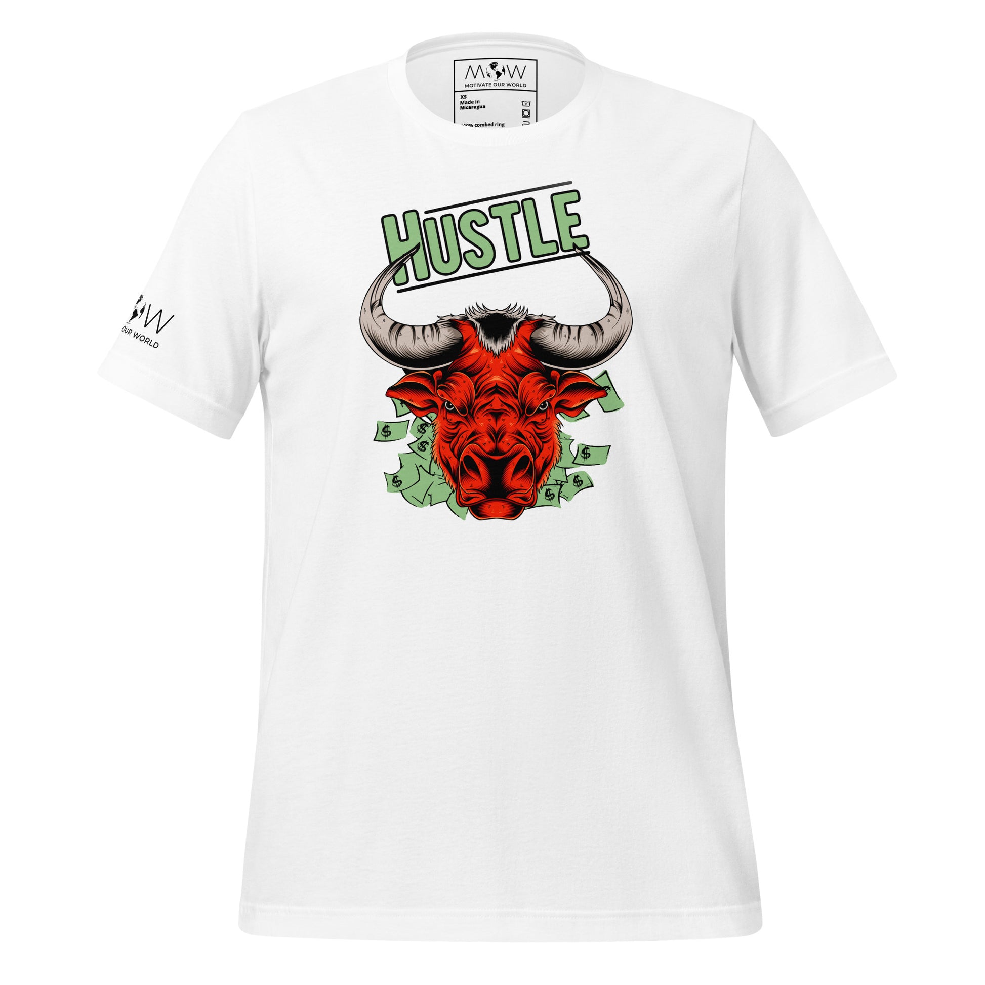 Hustle Bull II Men's Motivational White T-Shirt