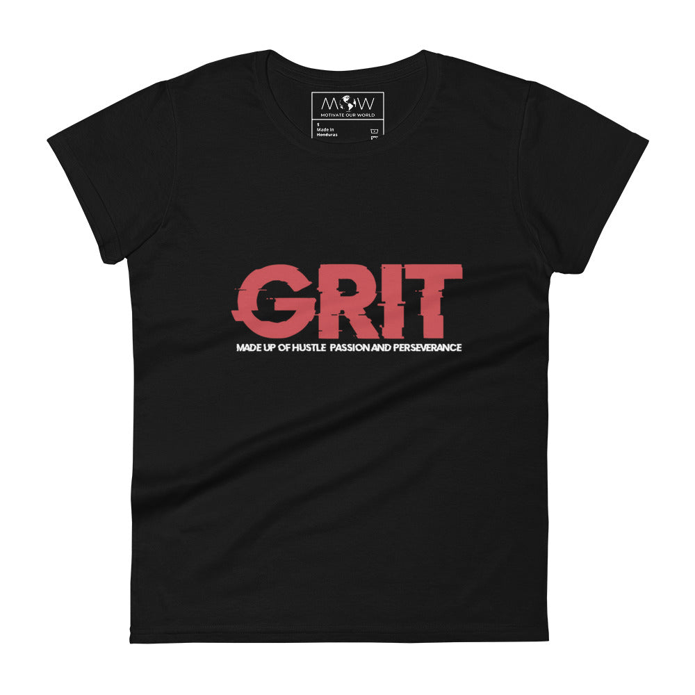 Hustle, Passion And Perseverance Women’s Motivational Black T-Shirt
