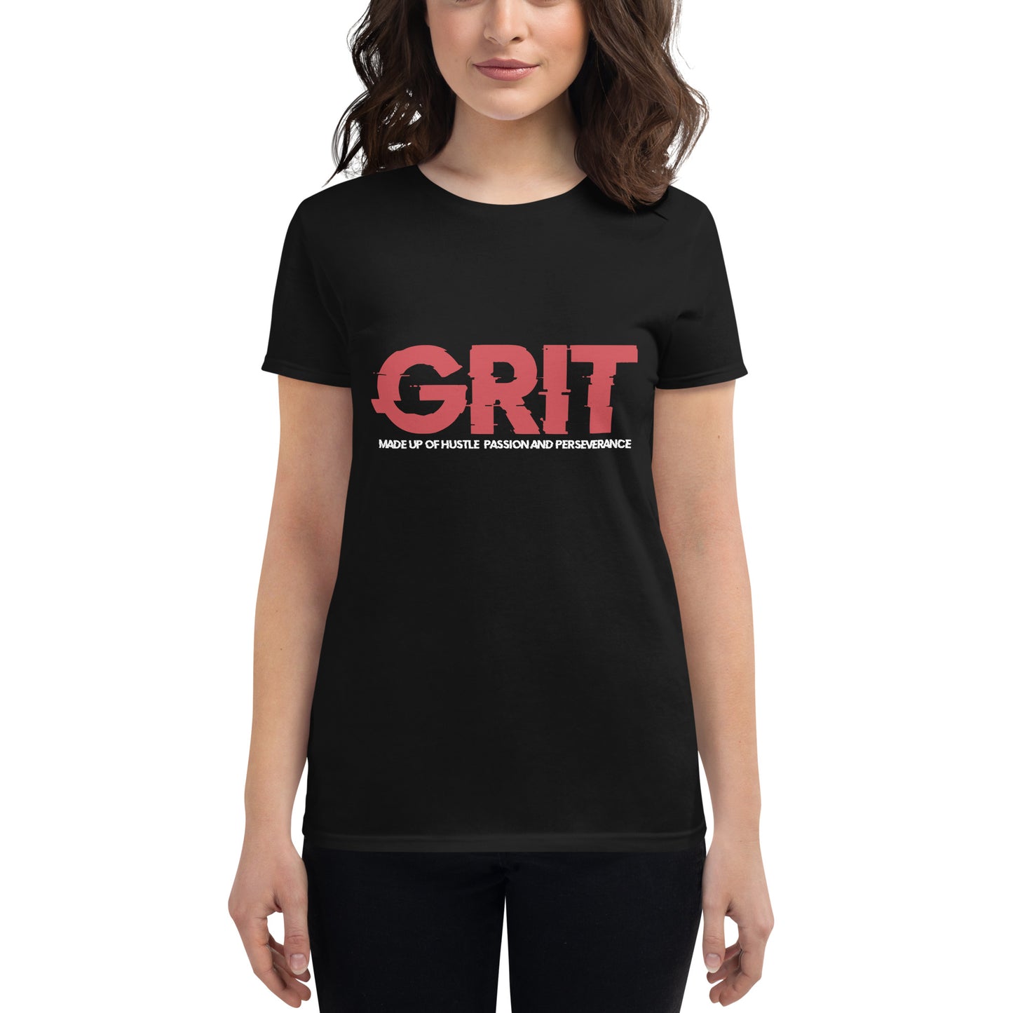 Hustle, Passion And Perseverance Women’s Motivational Black T-Shirt
