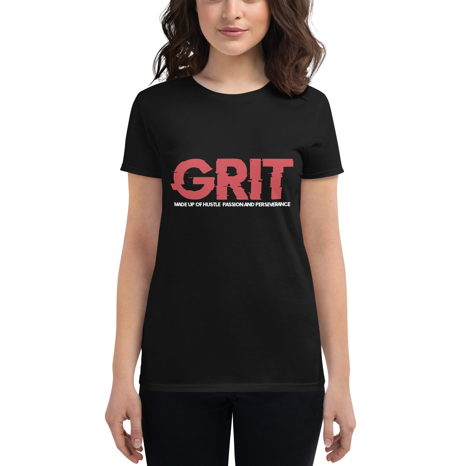 Hustle, Passion And Perseverance Women’s Motivational Black T-Shirt