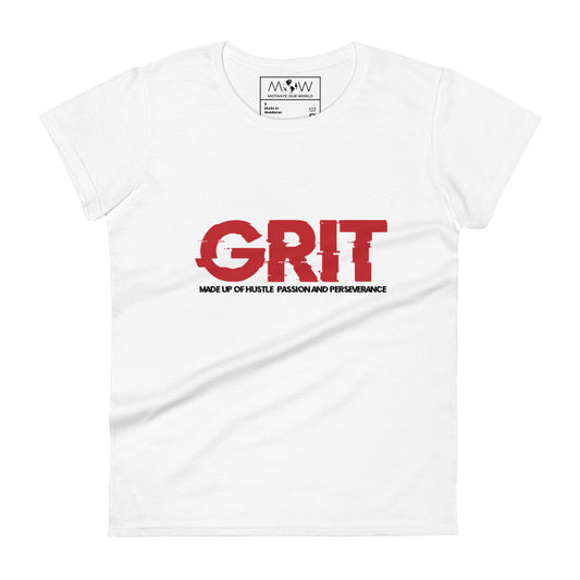 Hustle, Passion And Perseverance Women’s Motivational White T-Shirt