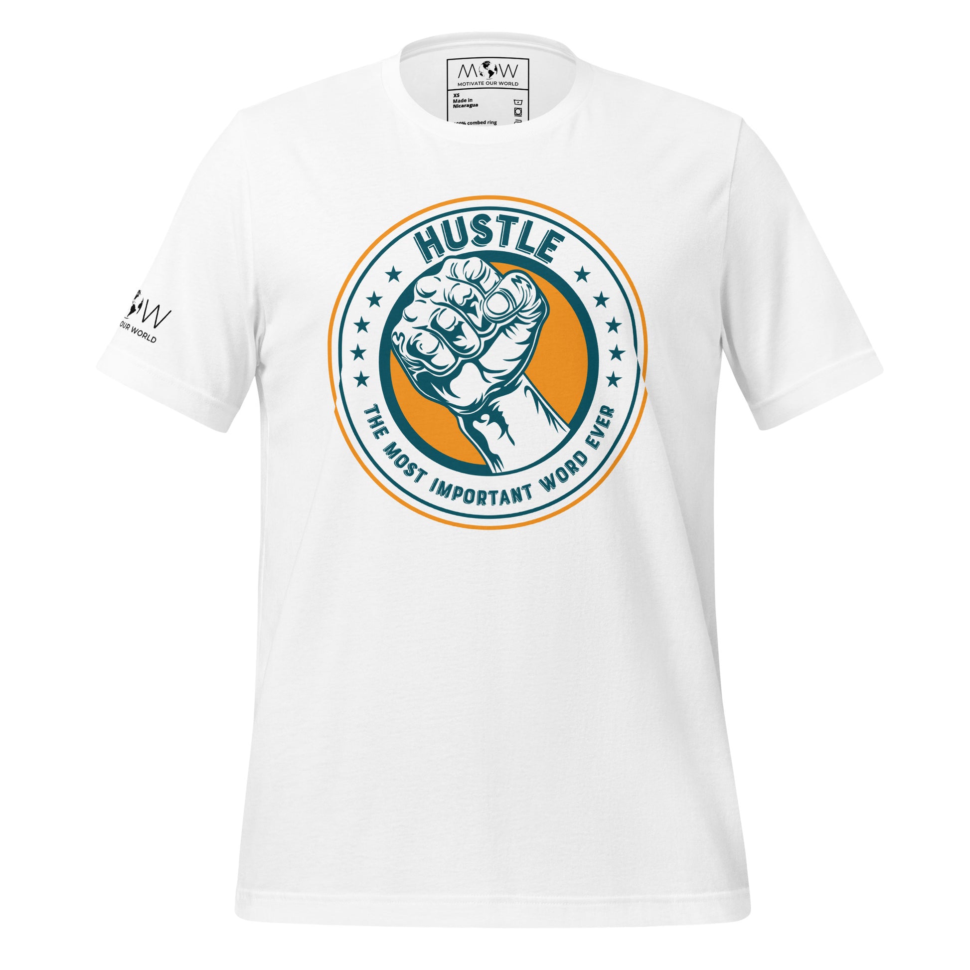 Hustle – The Most Important Word Ever II Men's Motivational White T-Shirt