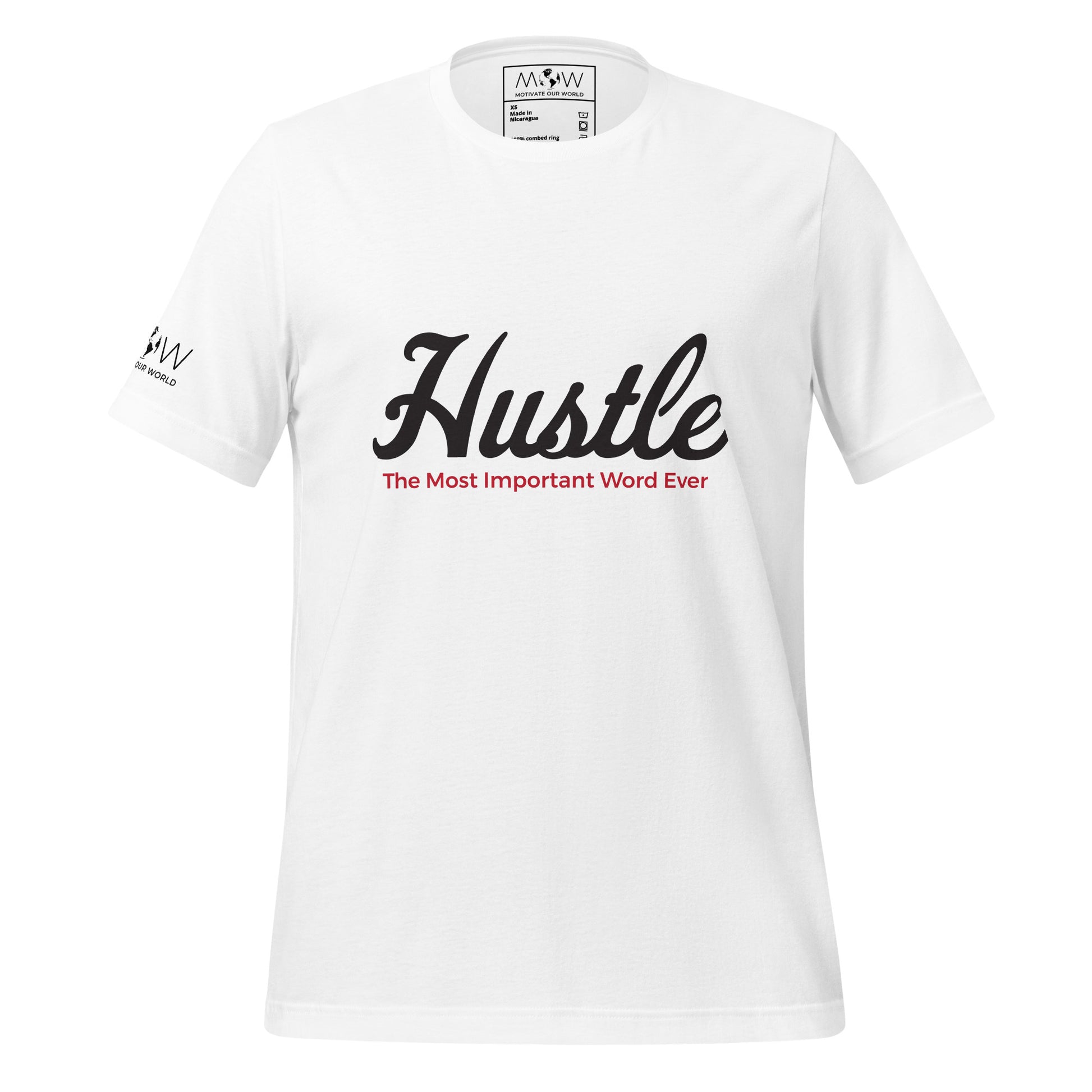 Hustle – The Most Important Word Ever Men's Motivational White T-Shirt