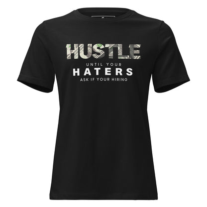 Hustle Until Your Haters Black Motivational Women’s T-Shirt - Money Design