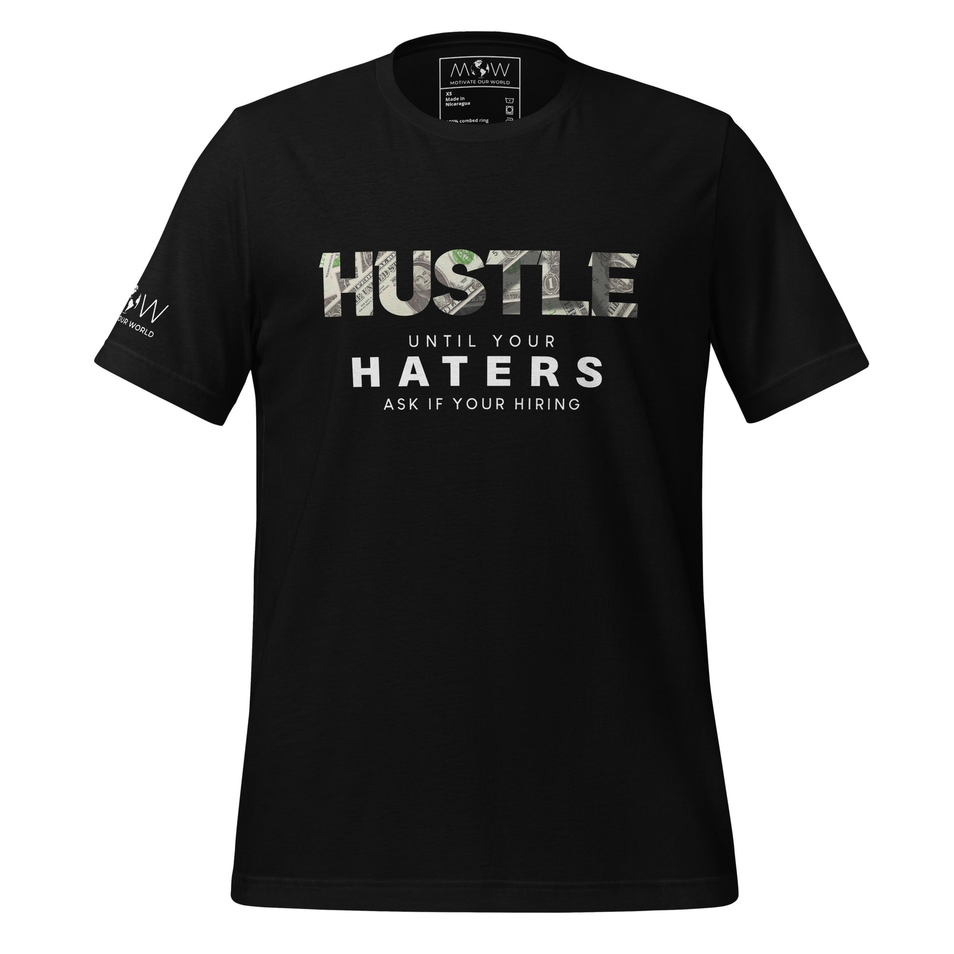 Hustle Until Your Haters Men's Motivational Black T-Shirt