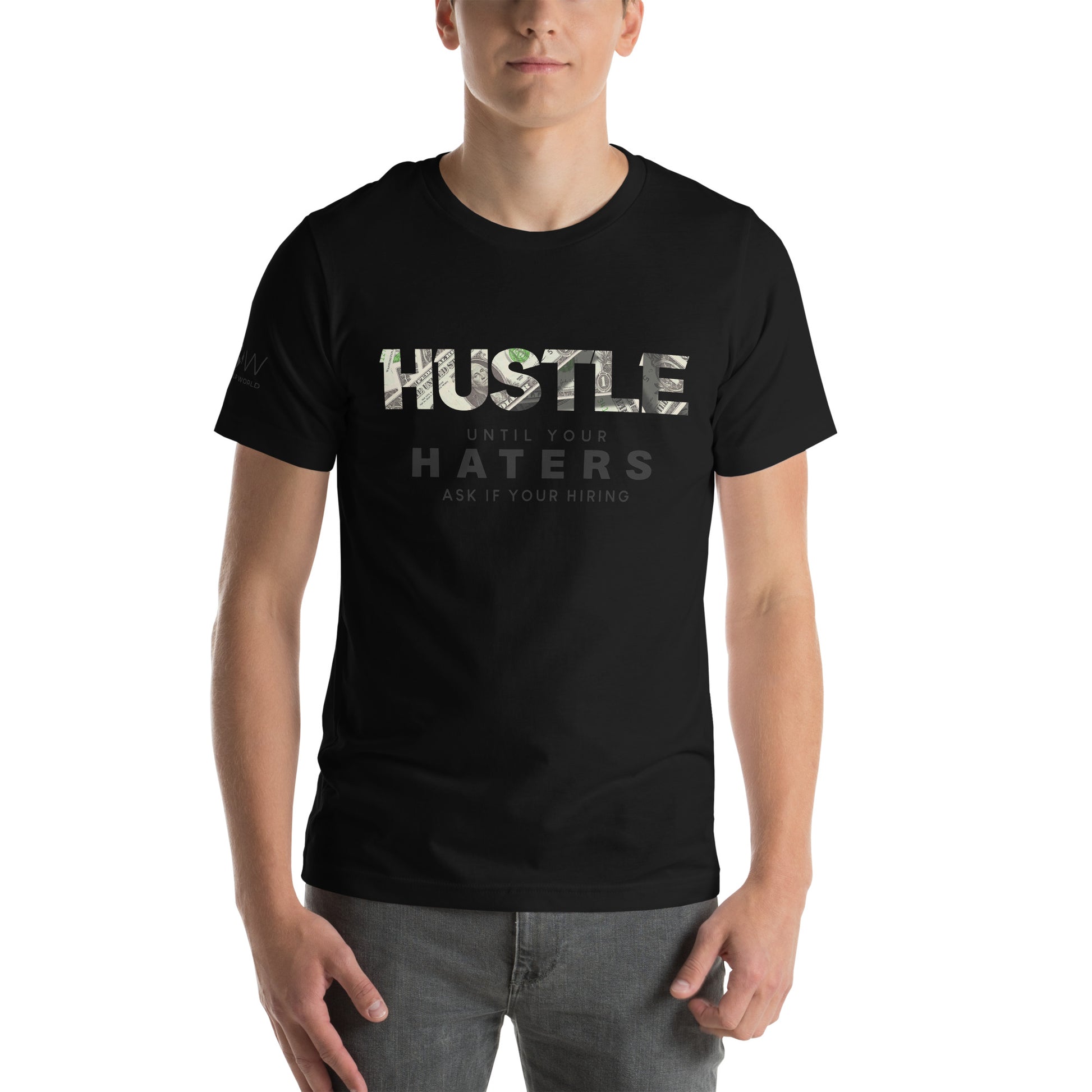 Hustle Until Your Haters Men's Motivational Black T-Shirt