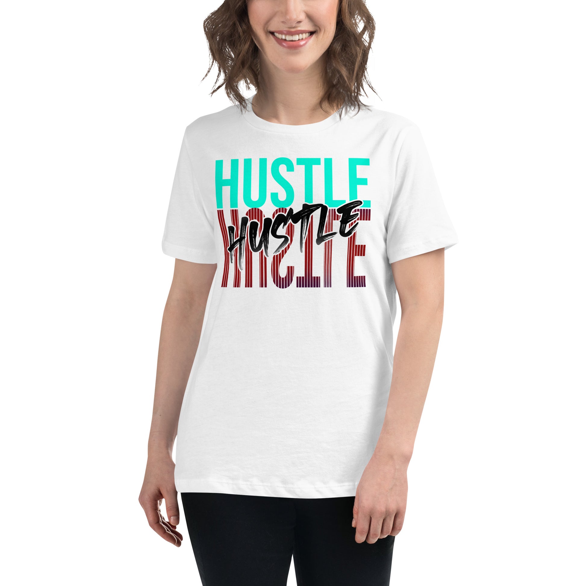 Hustle Vibe White Motivational Women’s T-Shirt Lifestyle