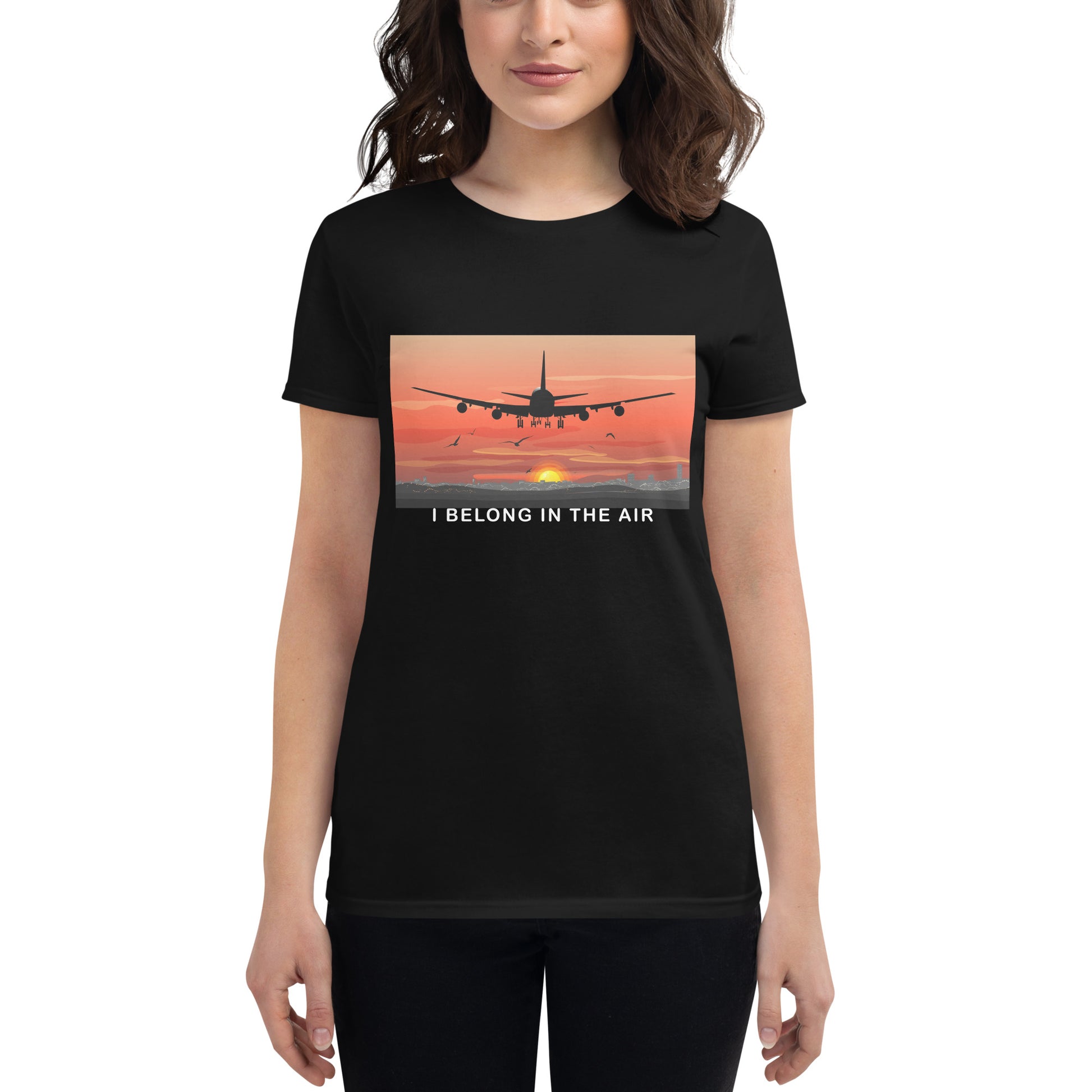 I Belong in the Air Women’s Motivational Black T-Shirt