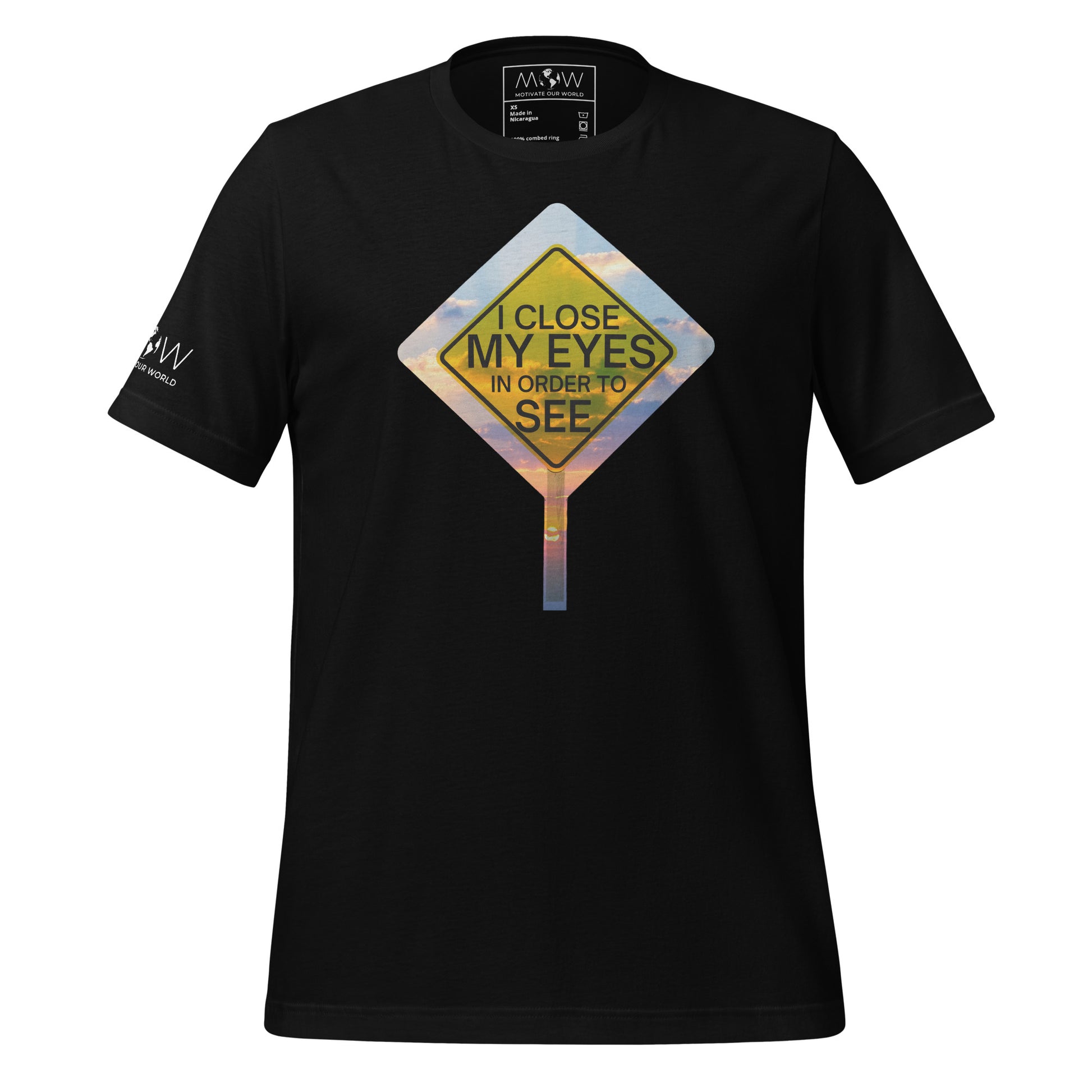I Close My Eyes in Order to See (Road Sign Design) Men's Motivational Black T-Shirt