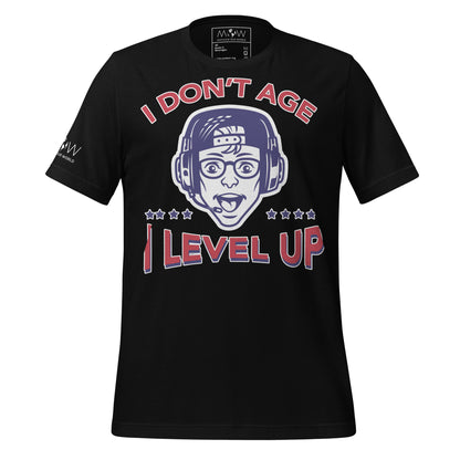 I Don’t Age, I Level Up - Ultimate Gamer Black Motivational Men's T-Shirt