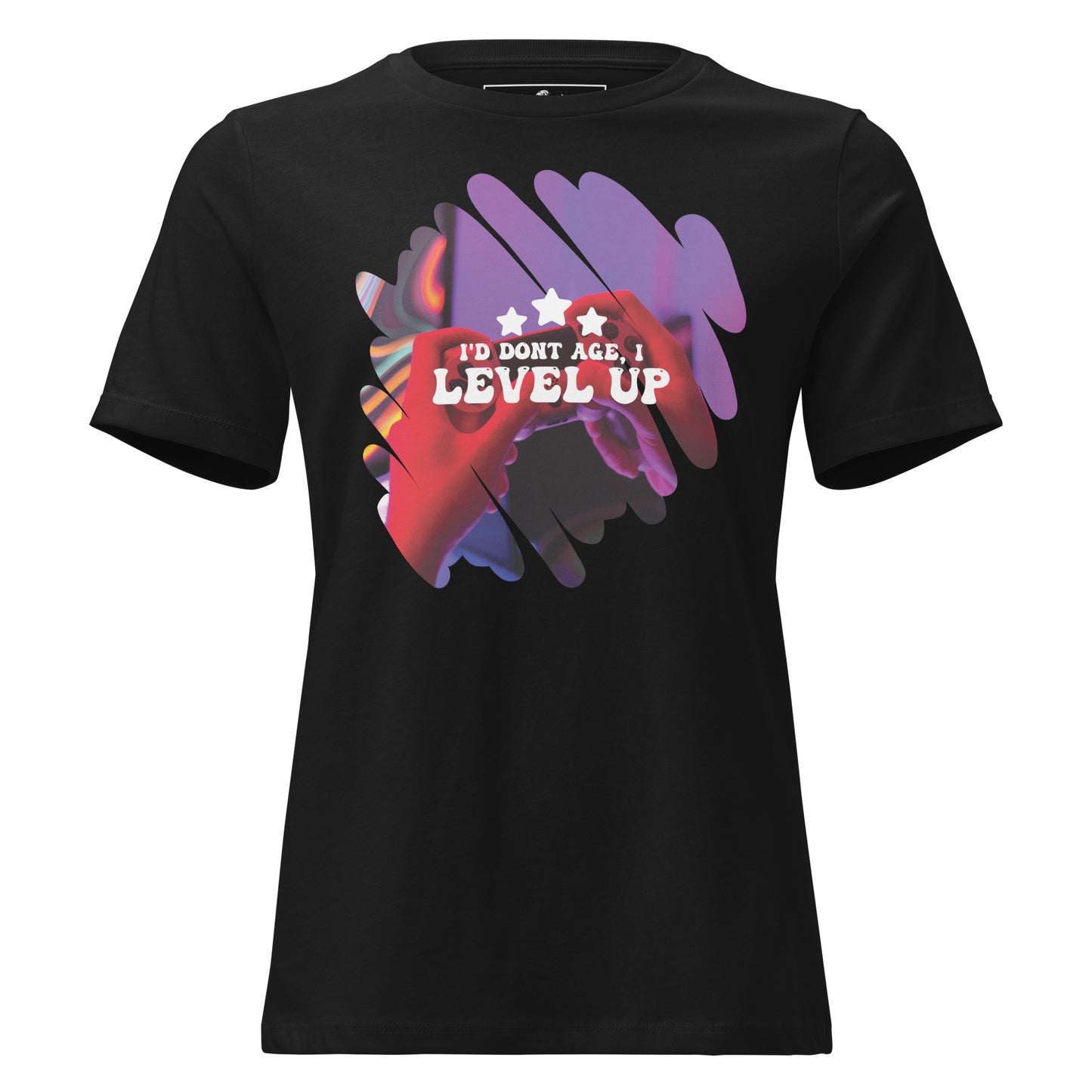 I Don't Age, I Level Up Age Is Just EXP Black Motivational Women’s T-Shirt