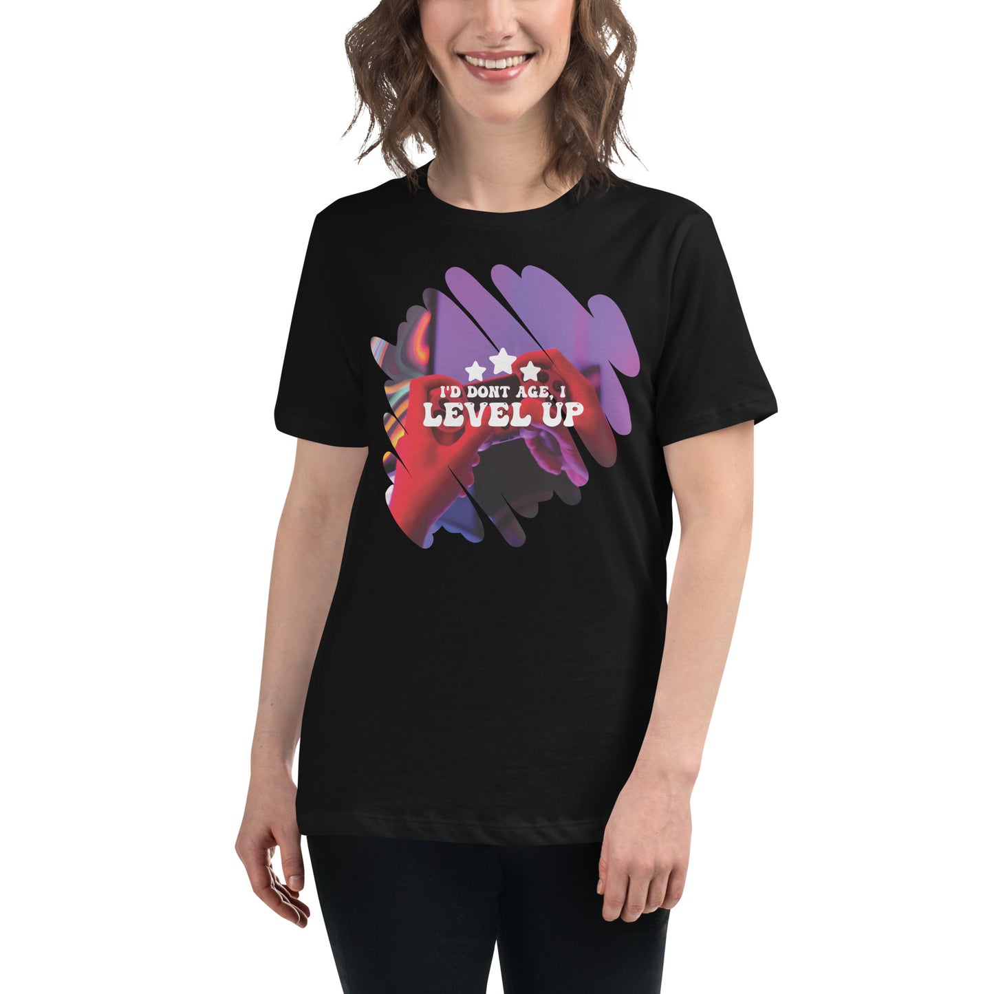 I Don't Age, I Level Up Age Is Just EXP Black Motivational Women’s T-Shirt Lifestyle