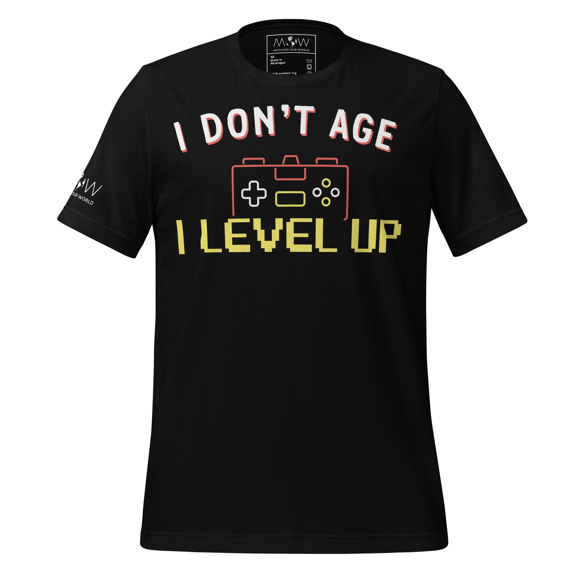 I Don't Age, I Level Up Black Motivational Men's T-Shirt