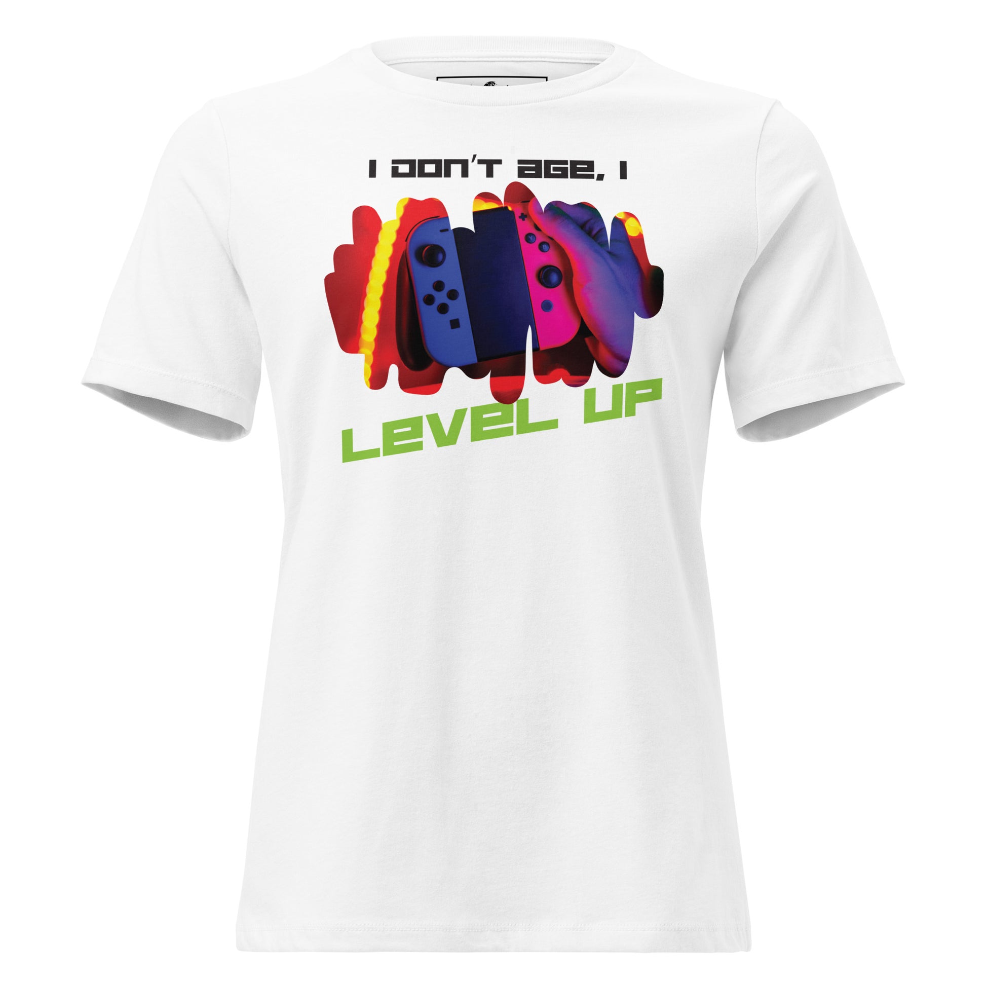 I Don’t Age, I Level Up Switch Controller White Motivational Women’s T-Shirt