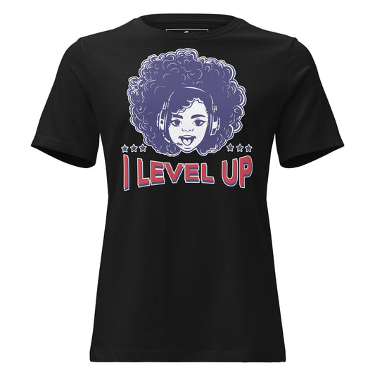 I Level Up Black Motivational Women’s T-Shirt