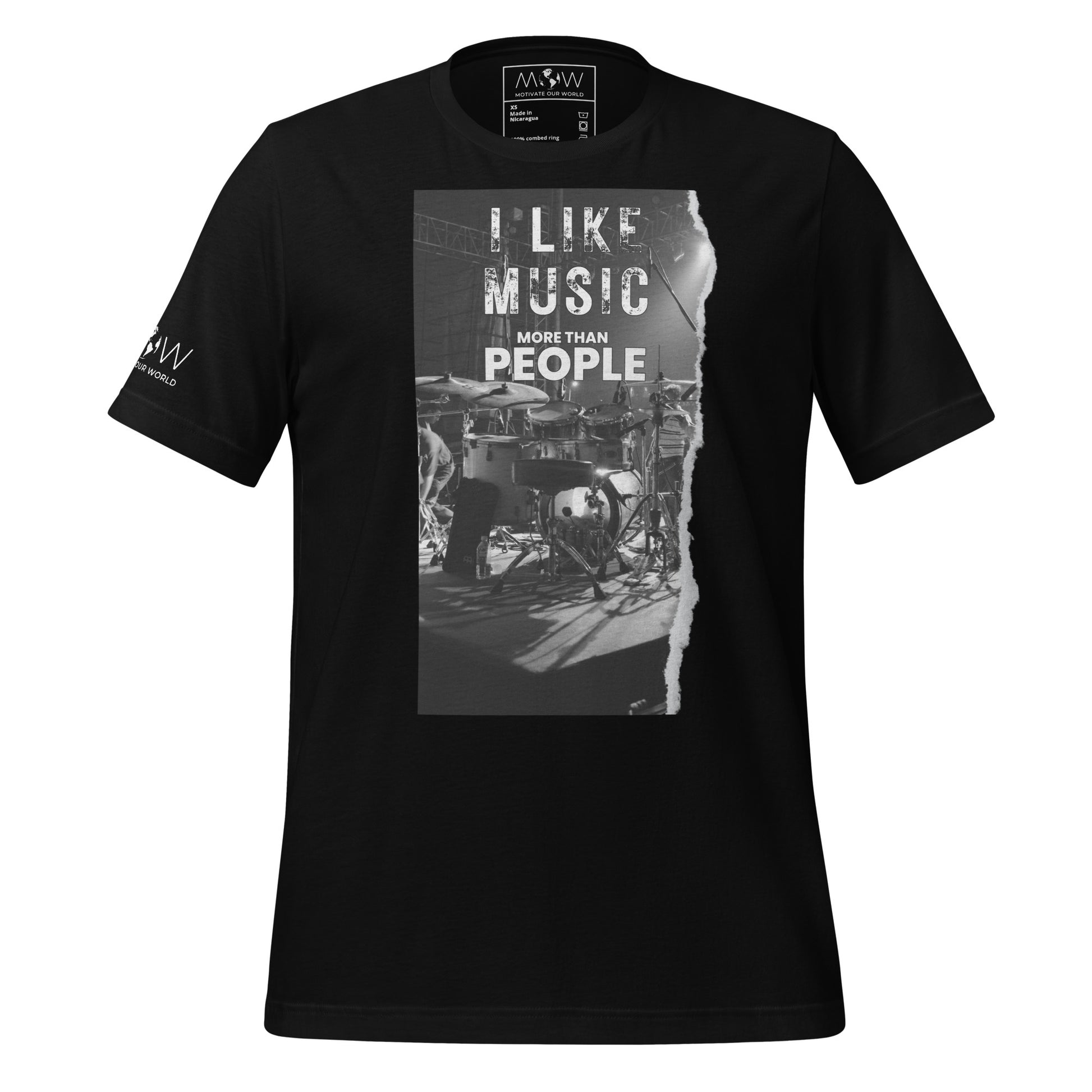 I Like Music More Than People - Drummer's Edition Black Motivational Men's T-Shirt