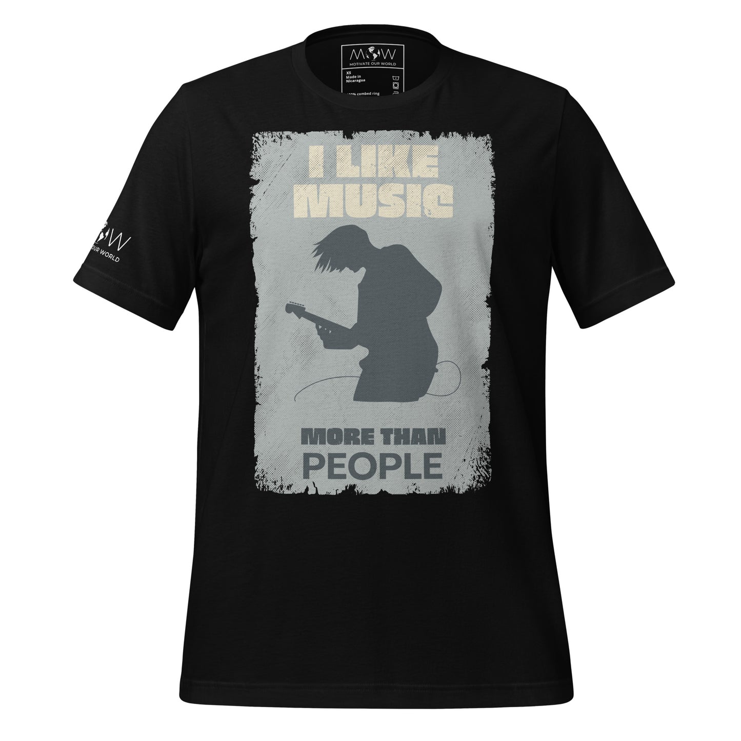 I Like Music More Than People - Guitarist Edition Black Motivational Men's T-Shirt