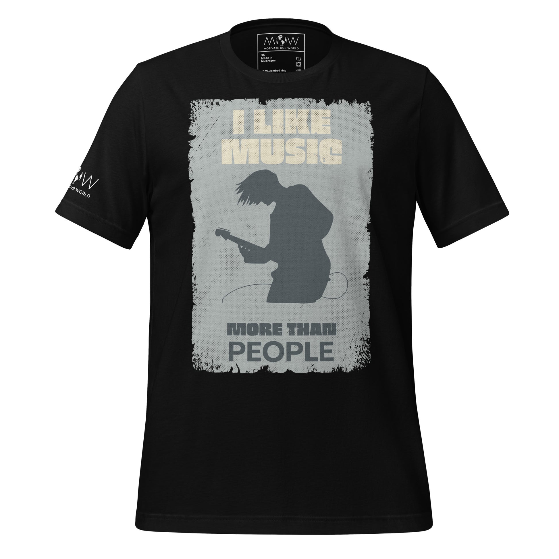 I Like Music More Than People - Guitarist Edition Black Motivational Men's T-Shirt