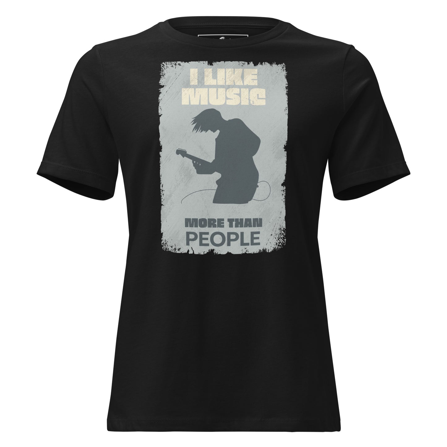 I Like Music More Than People - Guitarist Edition Black Motivational Women’s T-Shirt