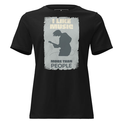 I Like Music More Than People - Guitarist Edition Black Motivational Women’s T-Shirt
