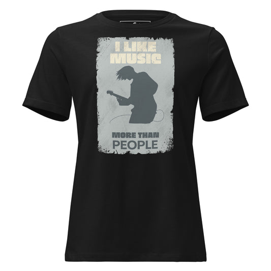 I Like Music More Than People - Guitarist Edition Black Motivational Women’s T-Shirt