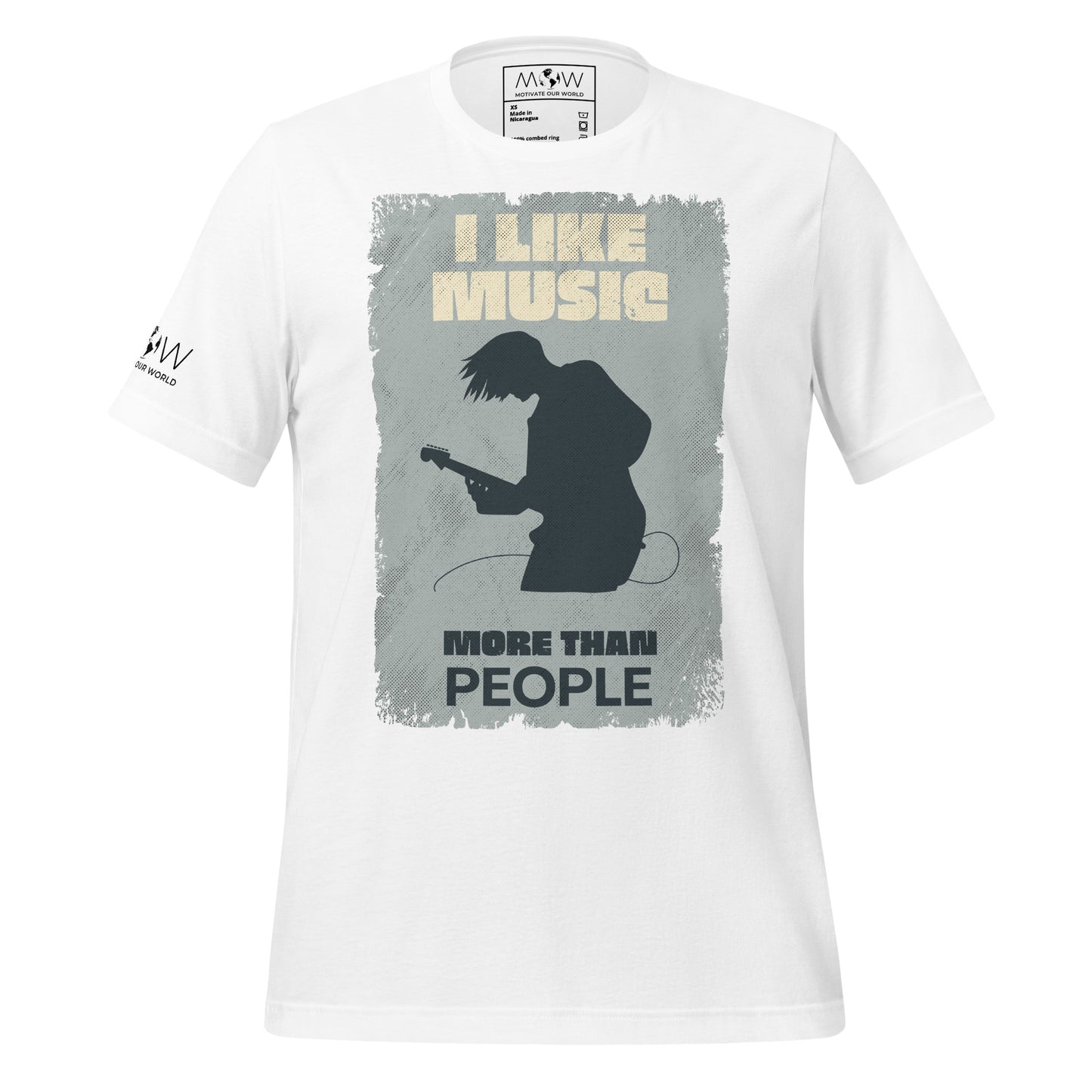 I Like Music More Than People - Guitarist Edition White Motivational Men's T-Shirt