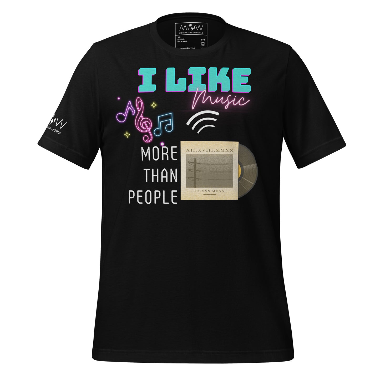 I Like Music More Than People (Vinyl Edition)  Black Motivational Men's T-Shirt