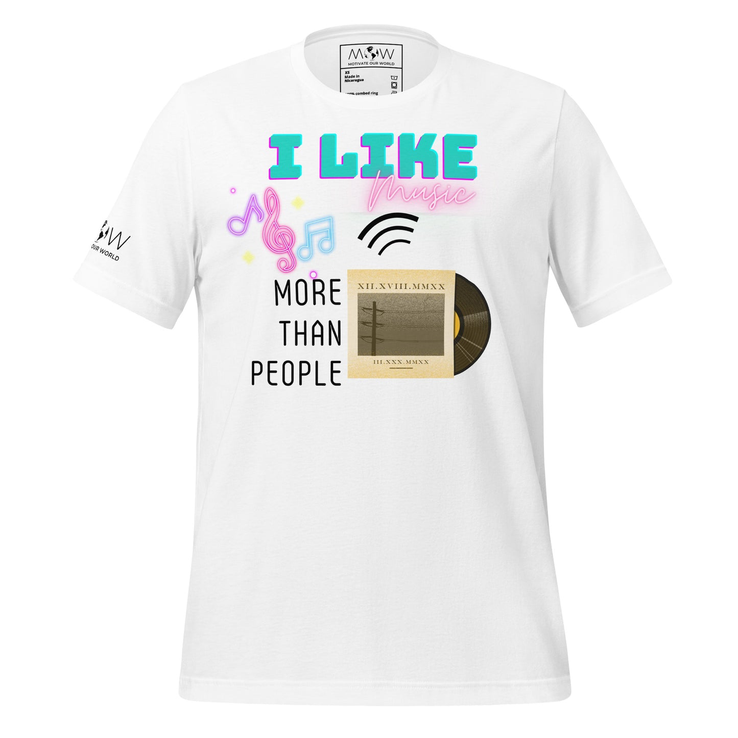 I Like Music More Than People (Vinyl Edition) White Motivational Men's T-Shirt