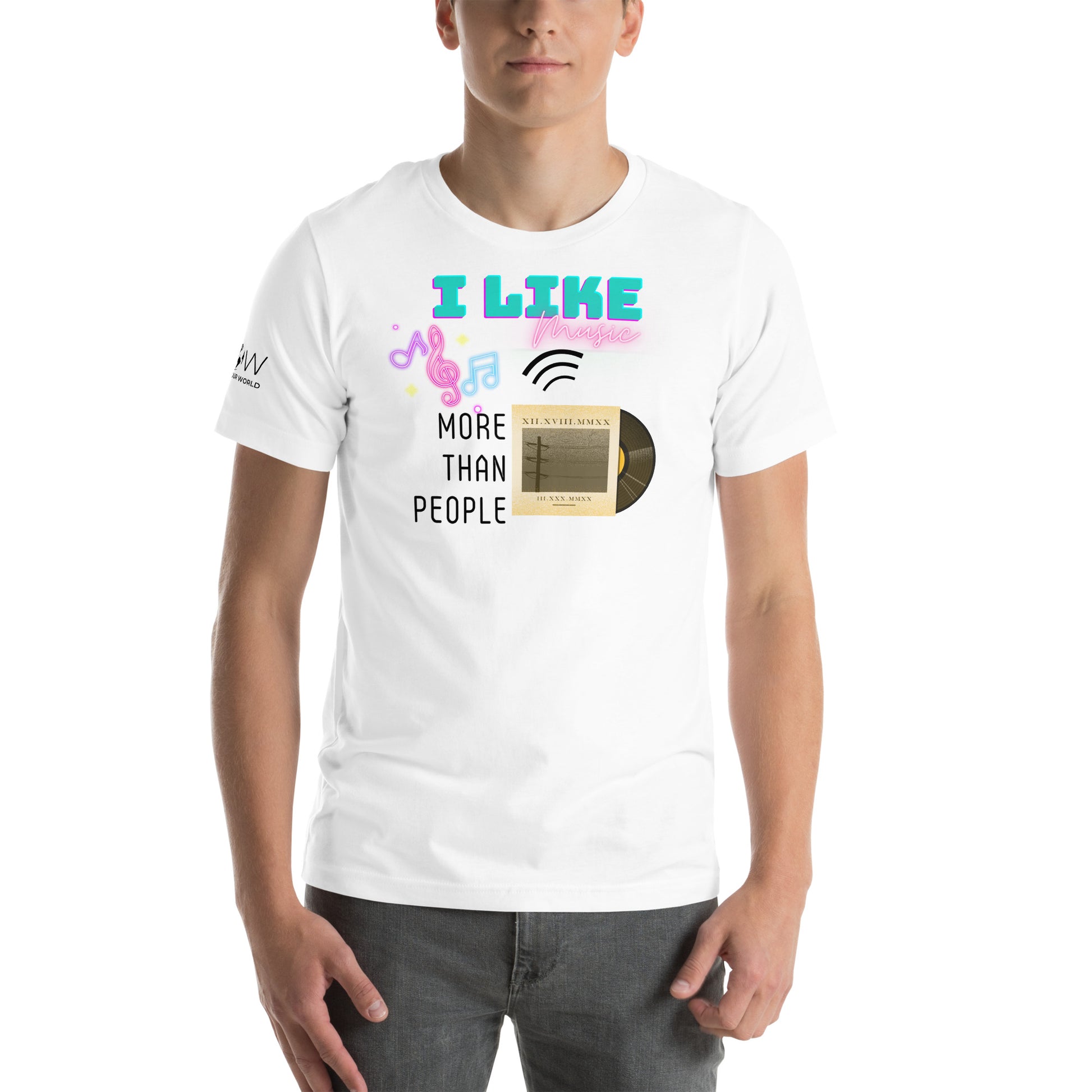 I Like Music More Than People (Vinyl Edition) White Motivational Men's T-Shirt