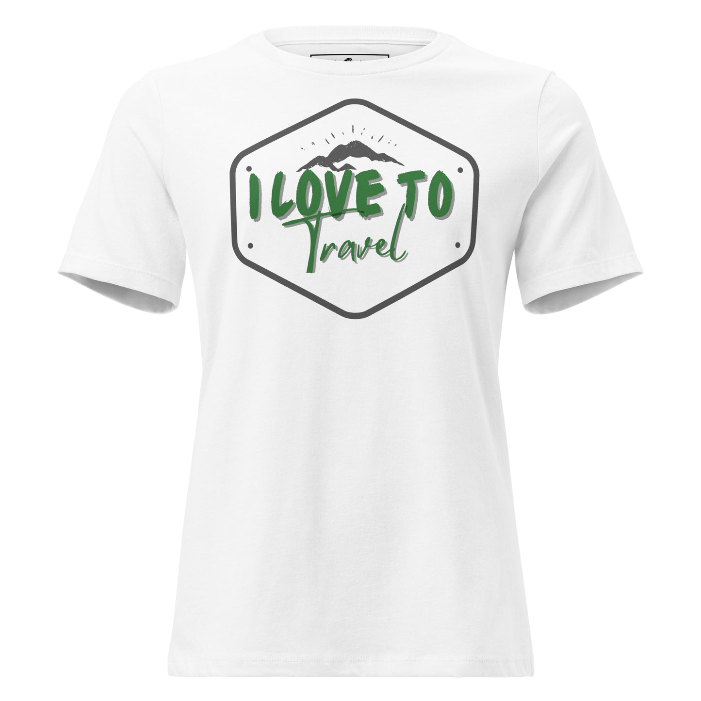I Love To Travel Badge White Motivational Women’s T-Shirt