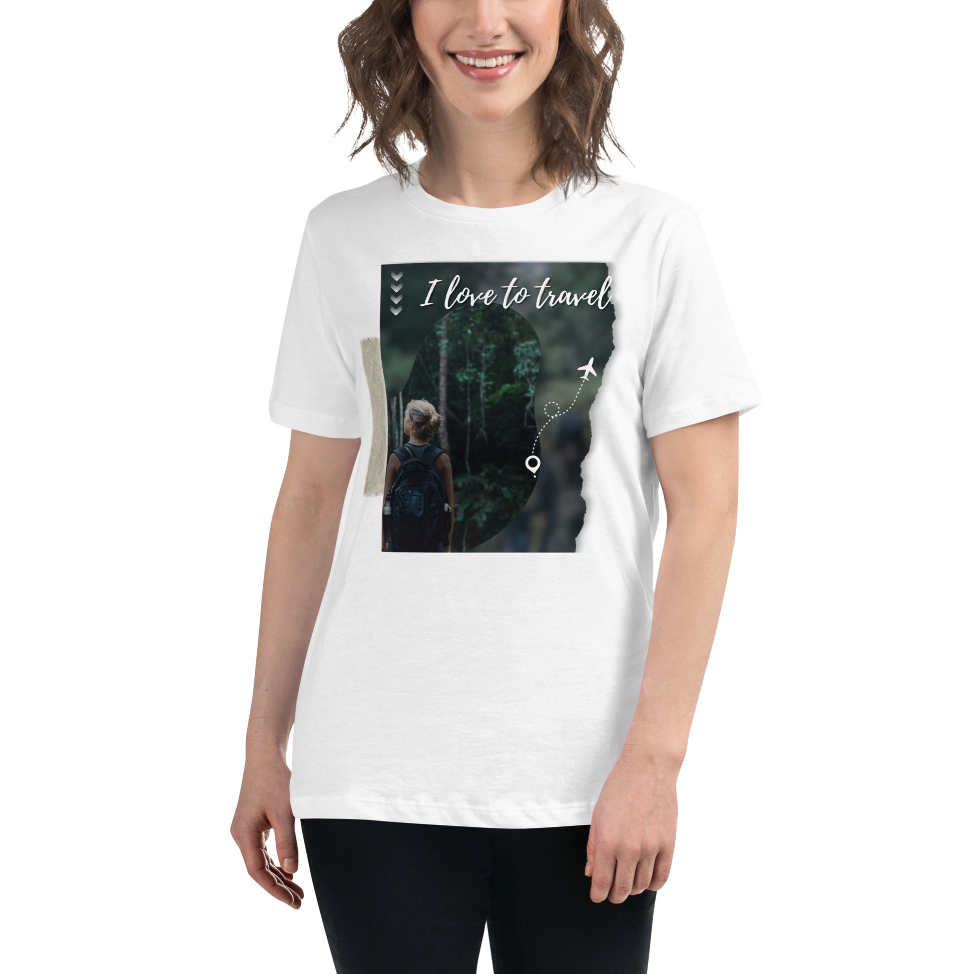 I Love To Travel Forest Journey White Motivational Women’s T-Shirt Lifestyle