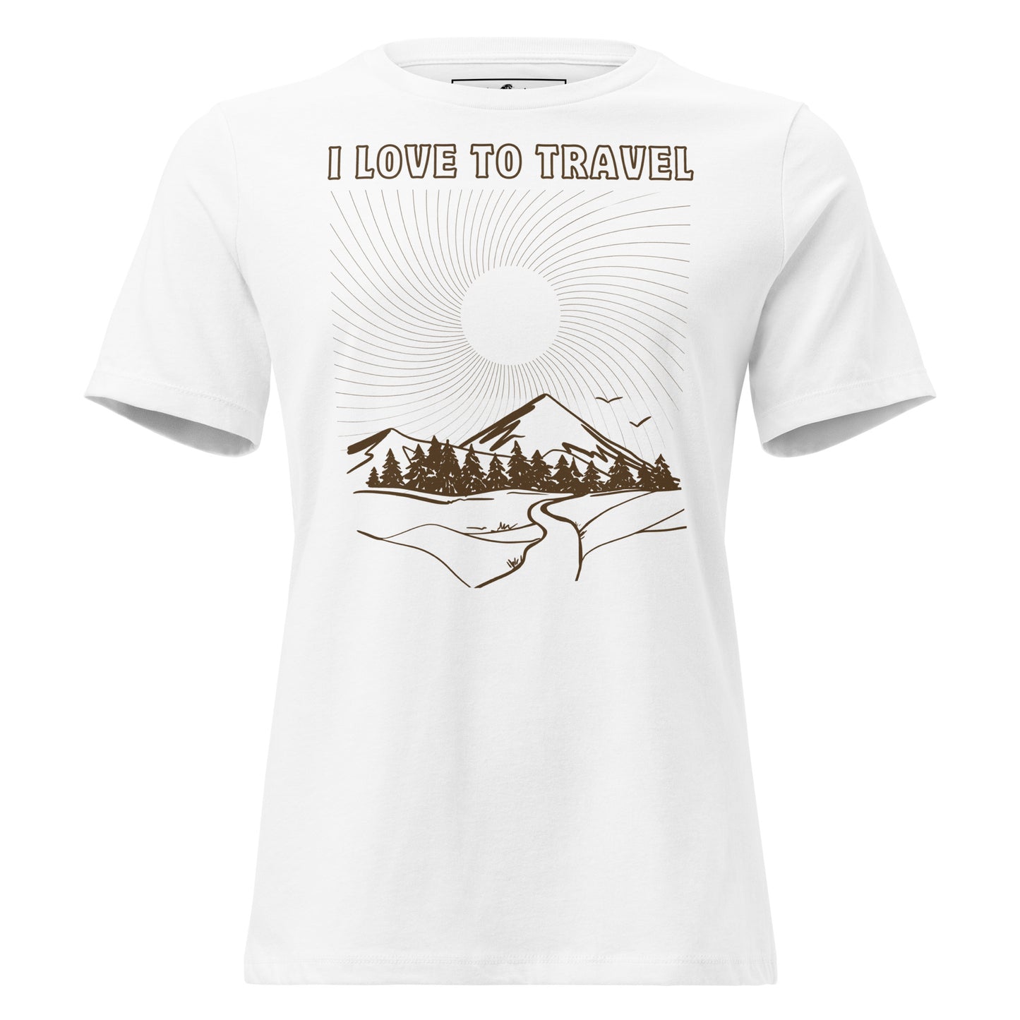 I Love To Travel Mountain Road White Motivational Women’s T-Shirt