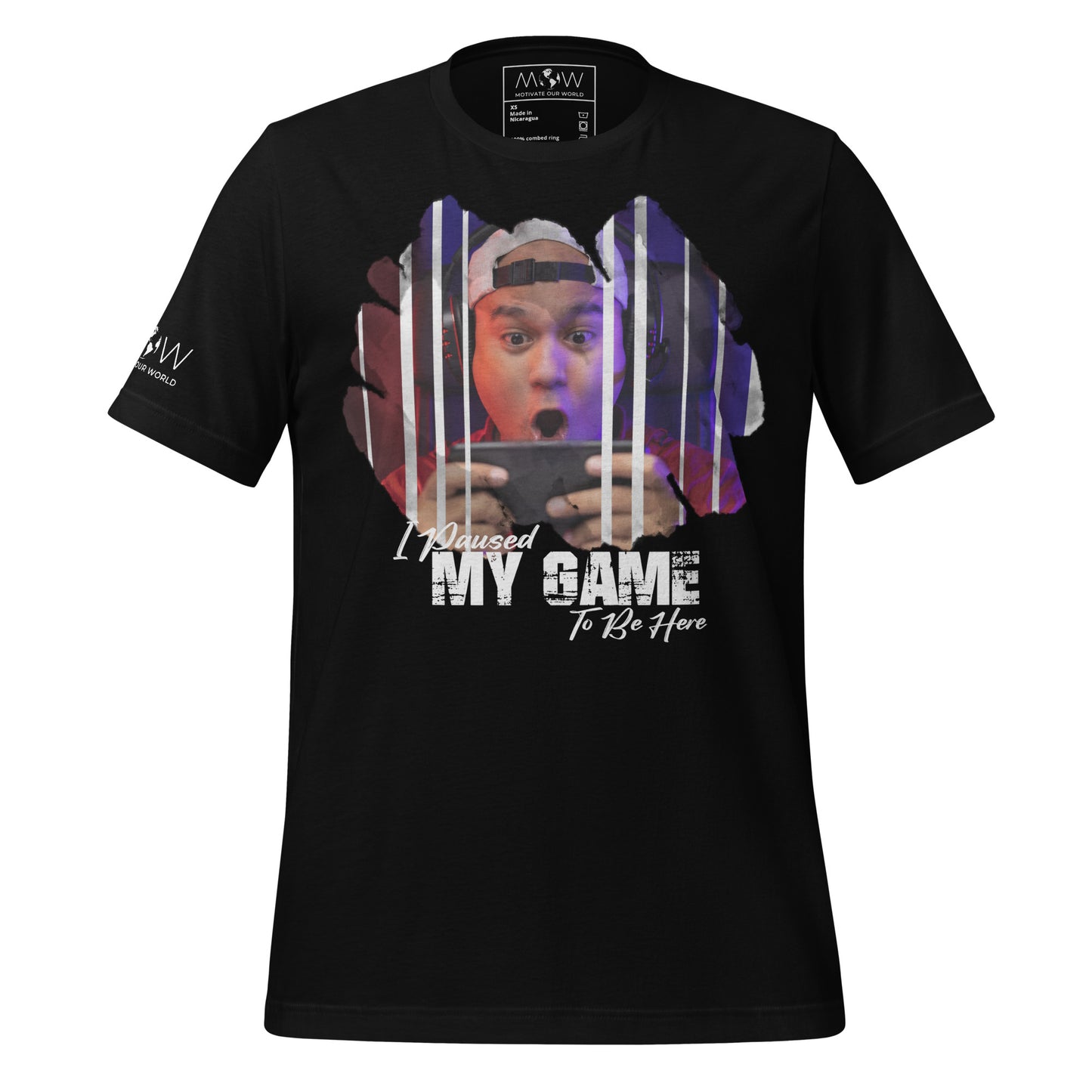 I Paused My Game To Be Here - Mobile Gamer Black Motivational Men's T-Shirt