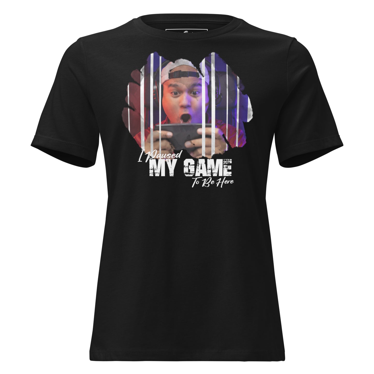 I Paused My Game To Be Here - Mobile Gamer Black Motivational Women’s T-Shirt