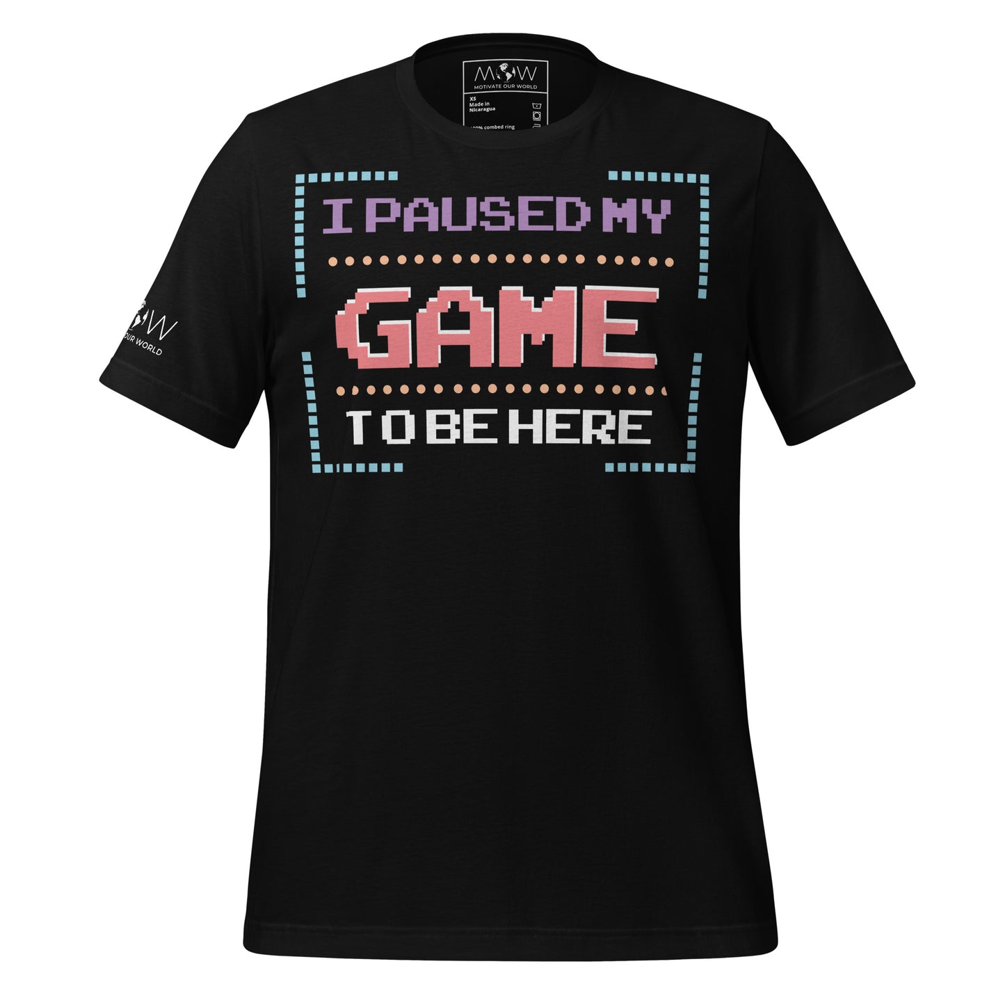 "I Paused My Game to Be Here" - 8Bit Gamer Black Motivational Men's T-Shirt