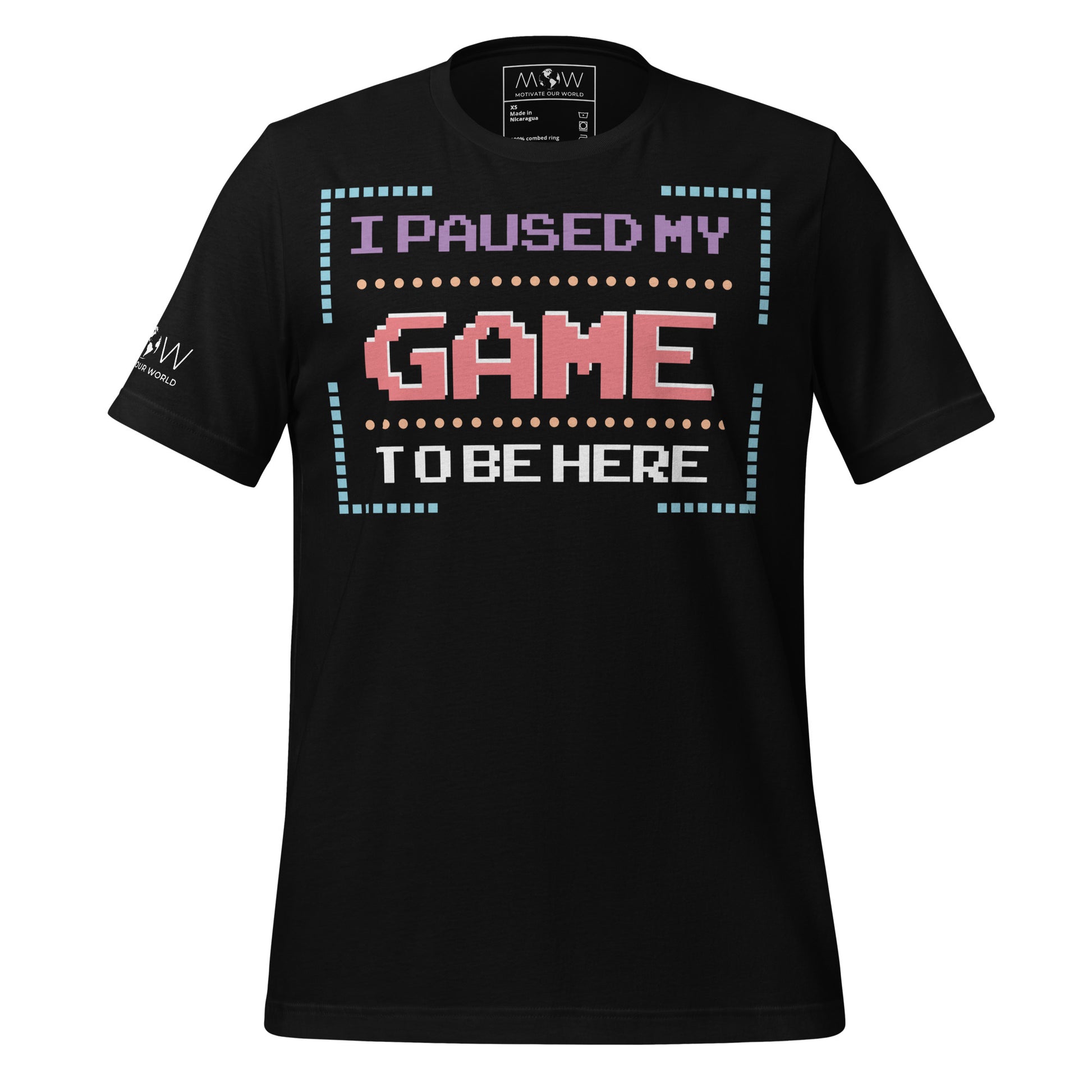 "I Paused My Game to Be Here" - 8Bit Gamer Black Motivational Men's T-Shirt