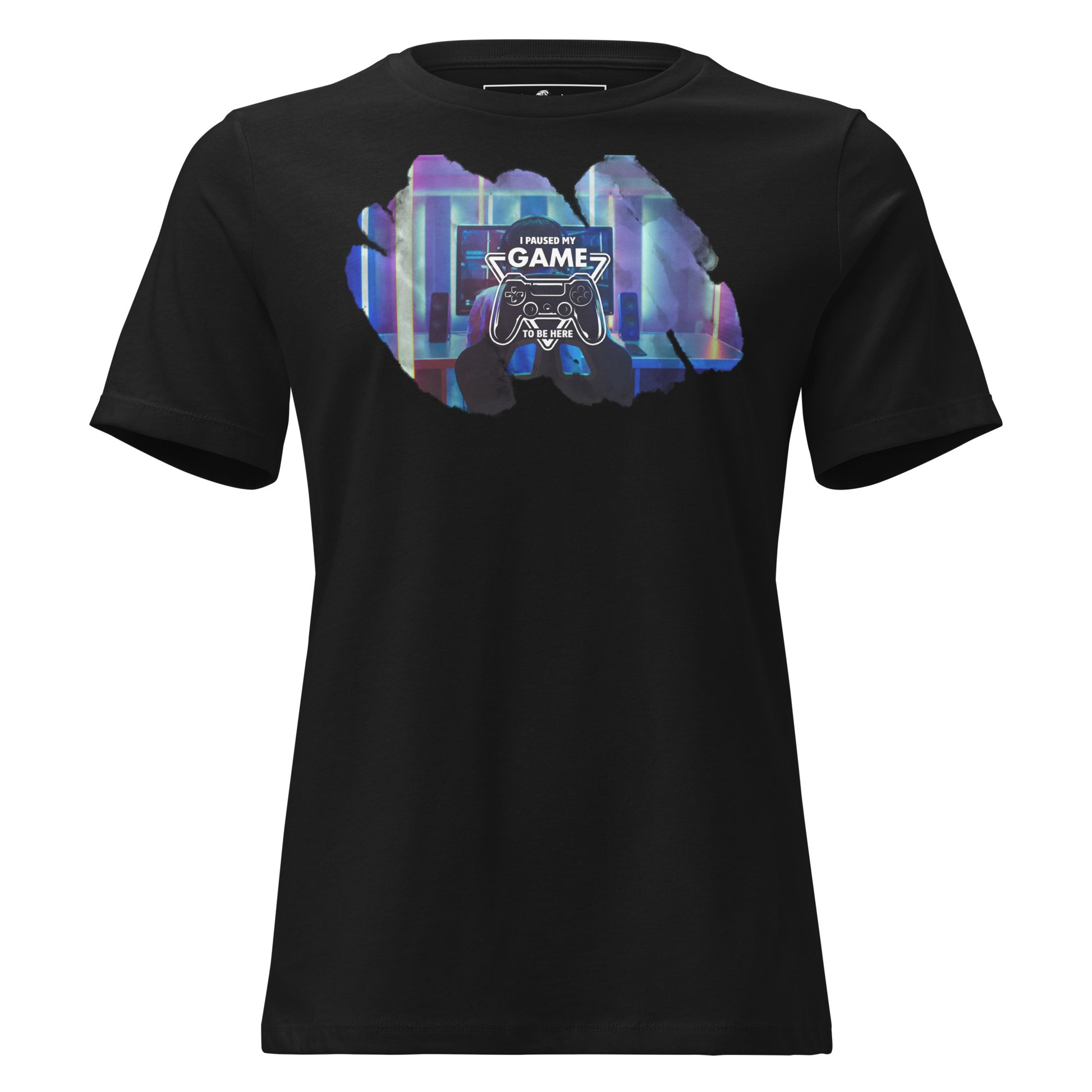I Paused My Game to Be Here - PC Gamer Black Motivational Women’s T-Shirt