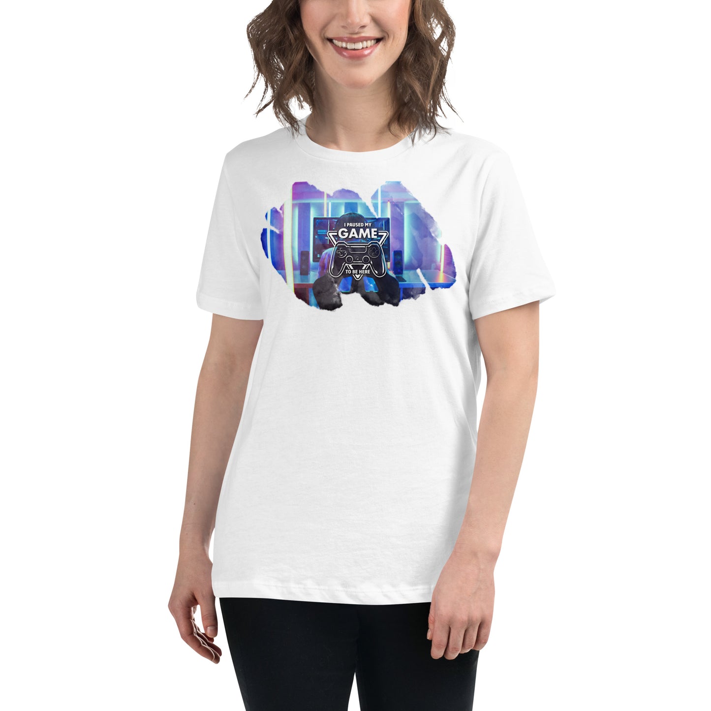 I Paused My Game to Be Here - PC Gamer White Motivational Women’s T-Shirt Lifestyle